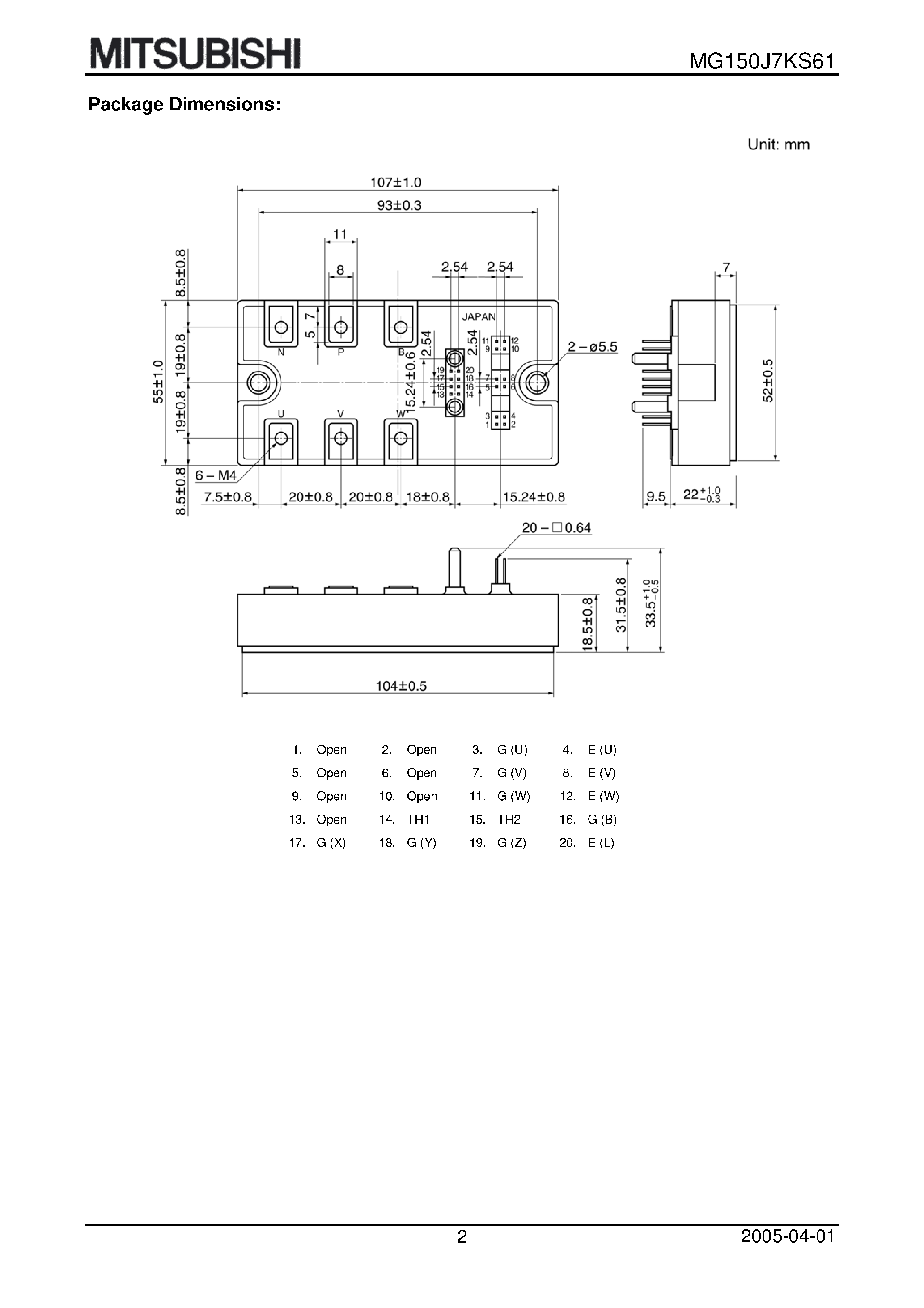 Datasheet MG150J7KS61 page 2 Datasheet MG150J7KS61 - High Power Switching Applications Motor Control Applications page 2