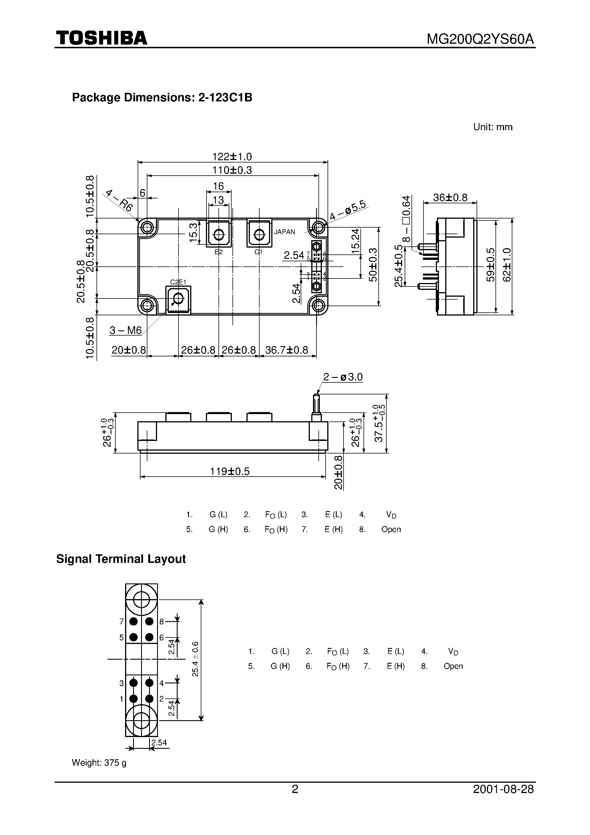 Datasheet MG200Q2YS60A - High Power Switching Applications Motor Control Applications page 2