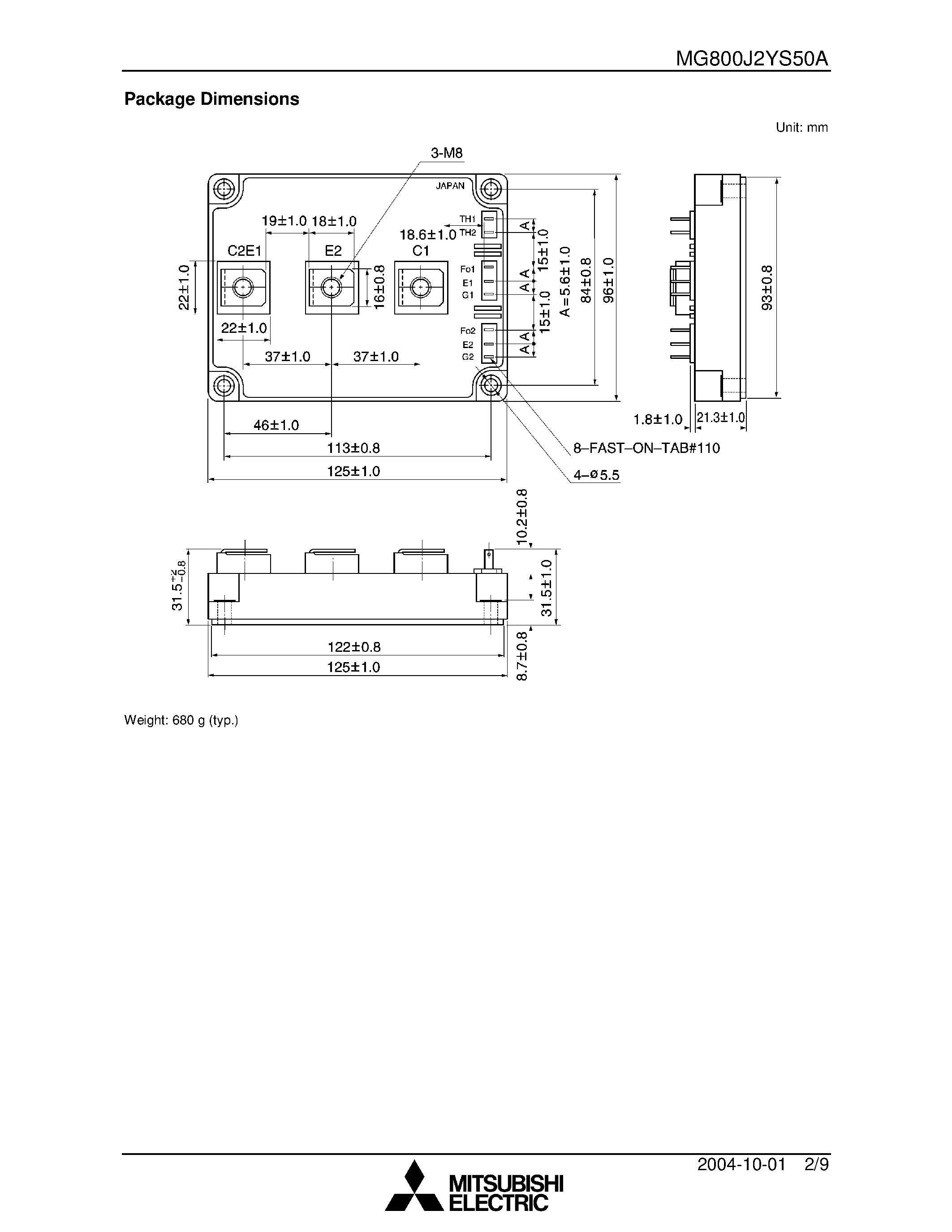 Datasheet MG800J2YS50A page 2 Datasheet MG800J2YS50A - High power switching applications Motor control applications page 2