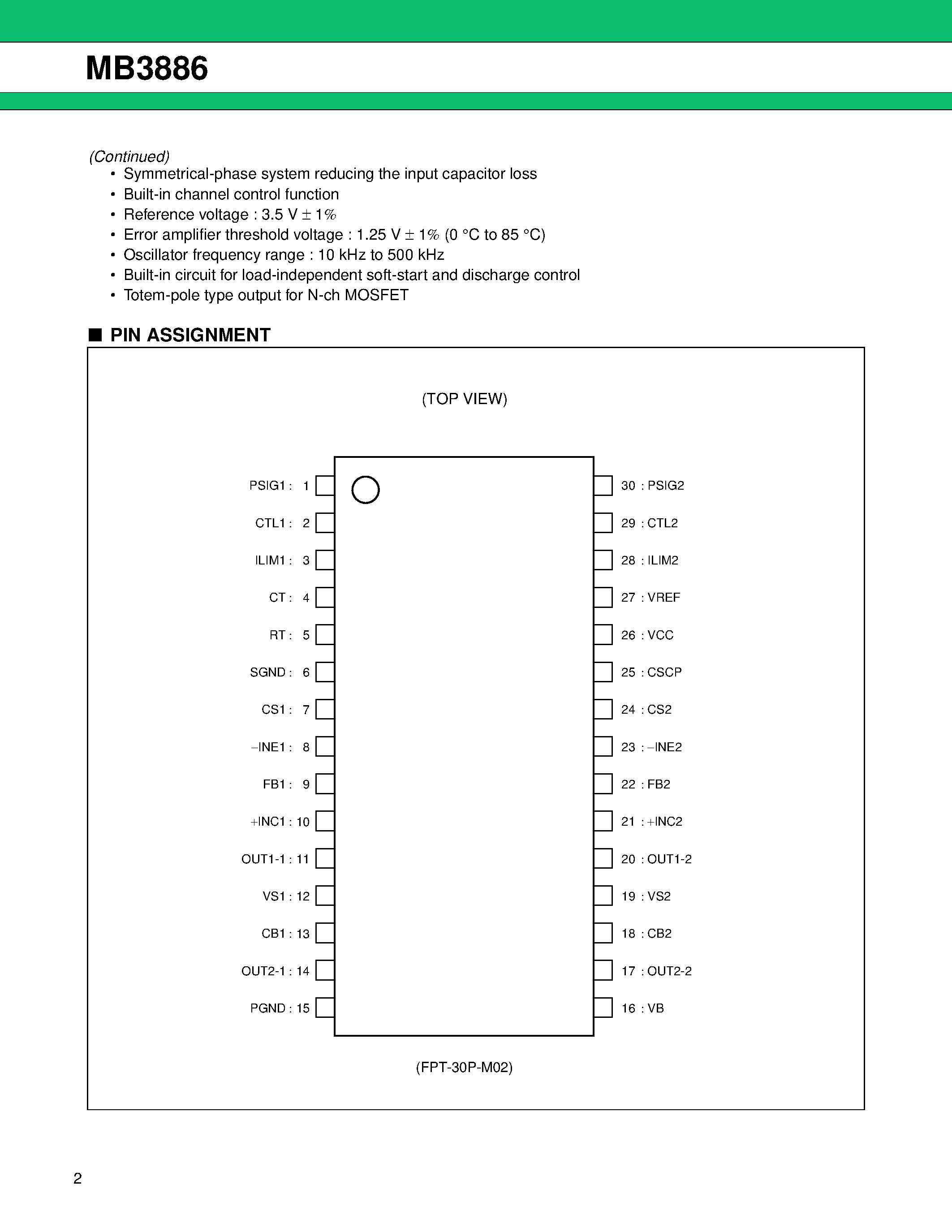 Datasheet MB3886 - 2-Channel DC/DC Converter IC page 2