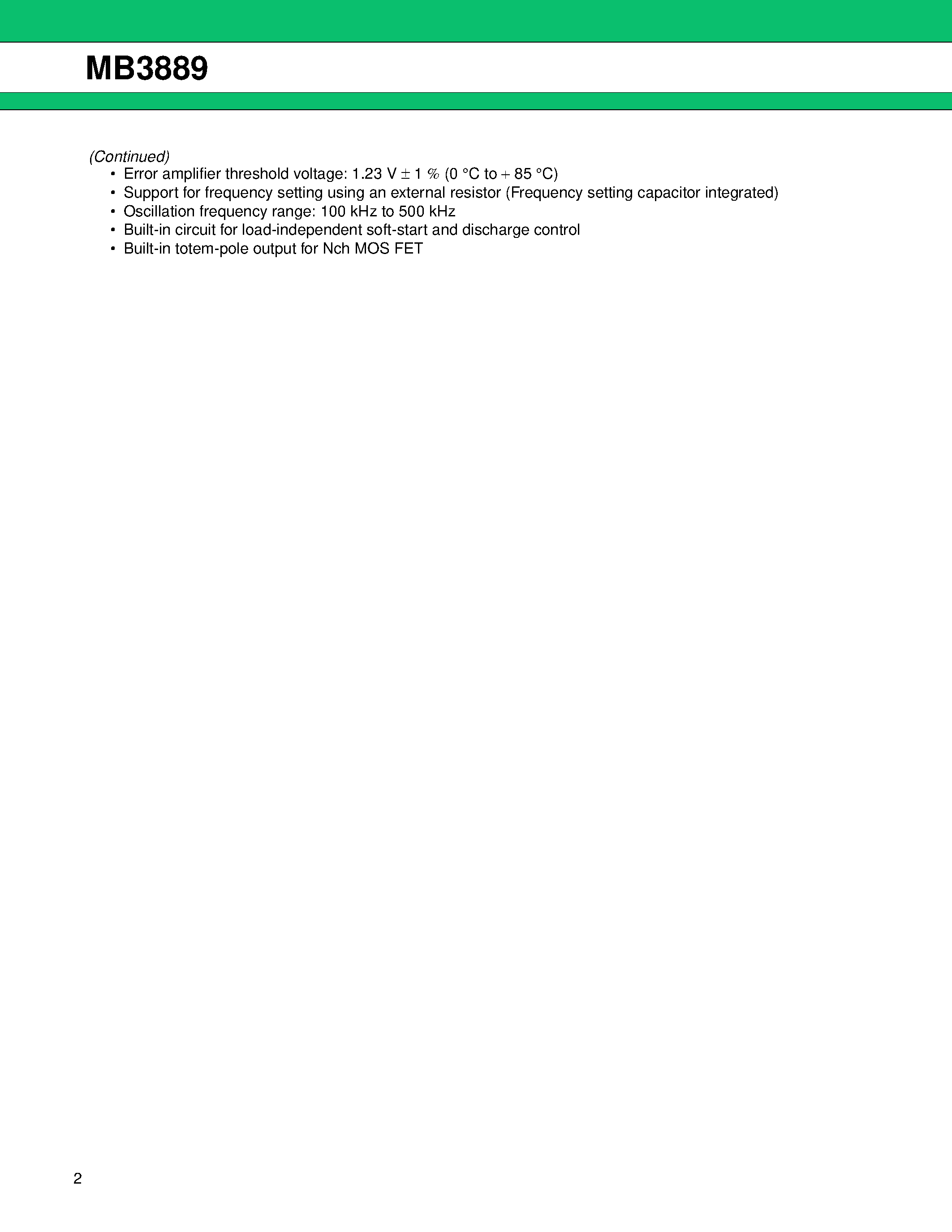Datasheet MB3889 - 2-Channel DC/DC Converter IC page 2