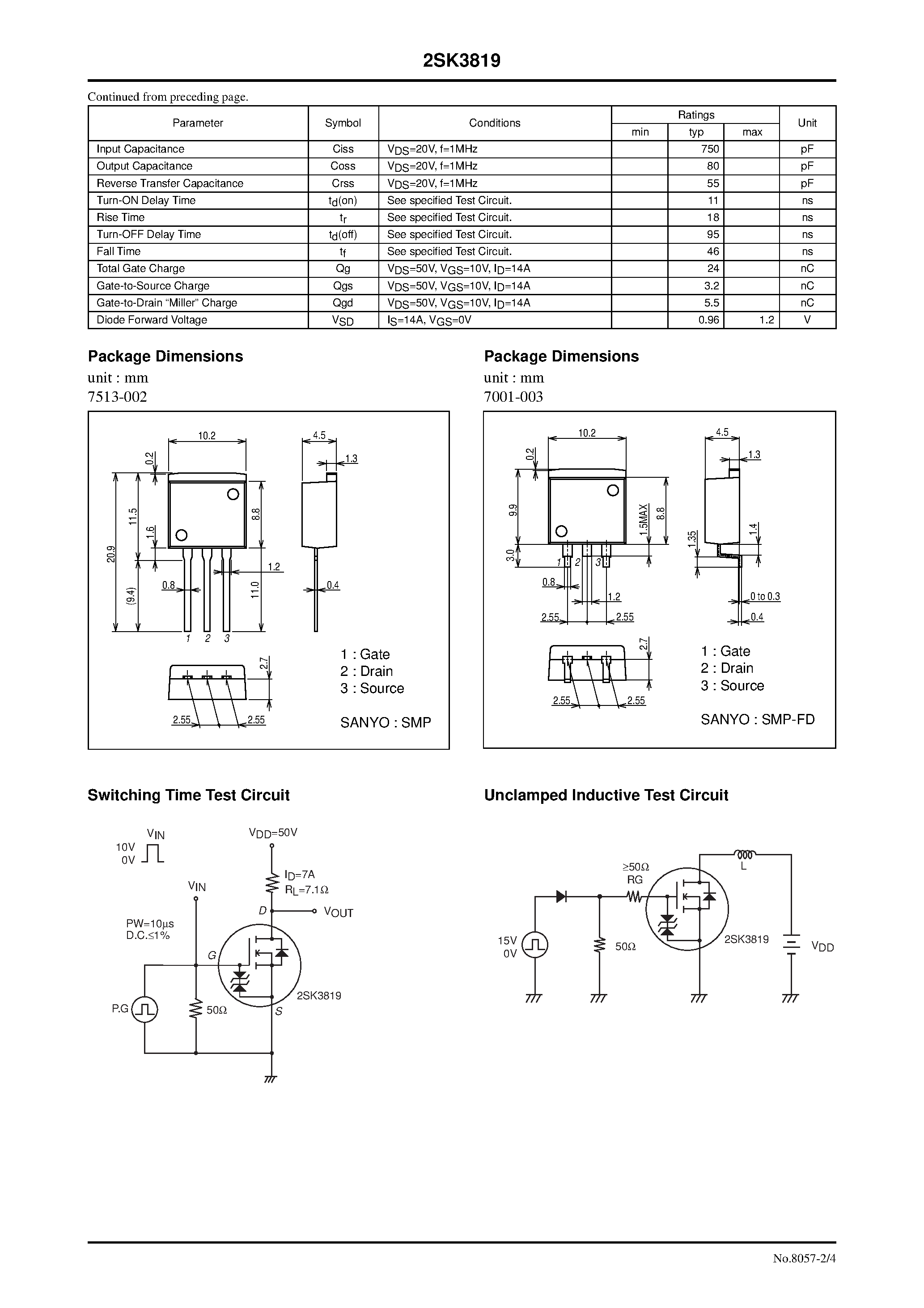 Datasheet 2SK3819 - General-Purpose Switching Device Applications page 2