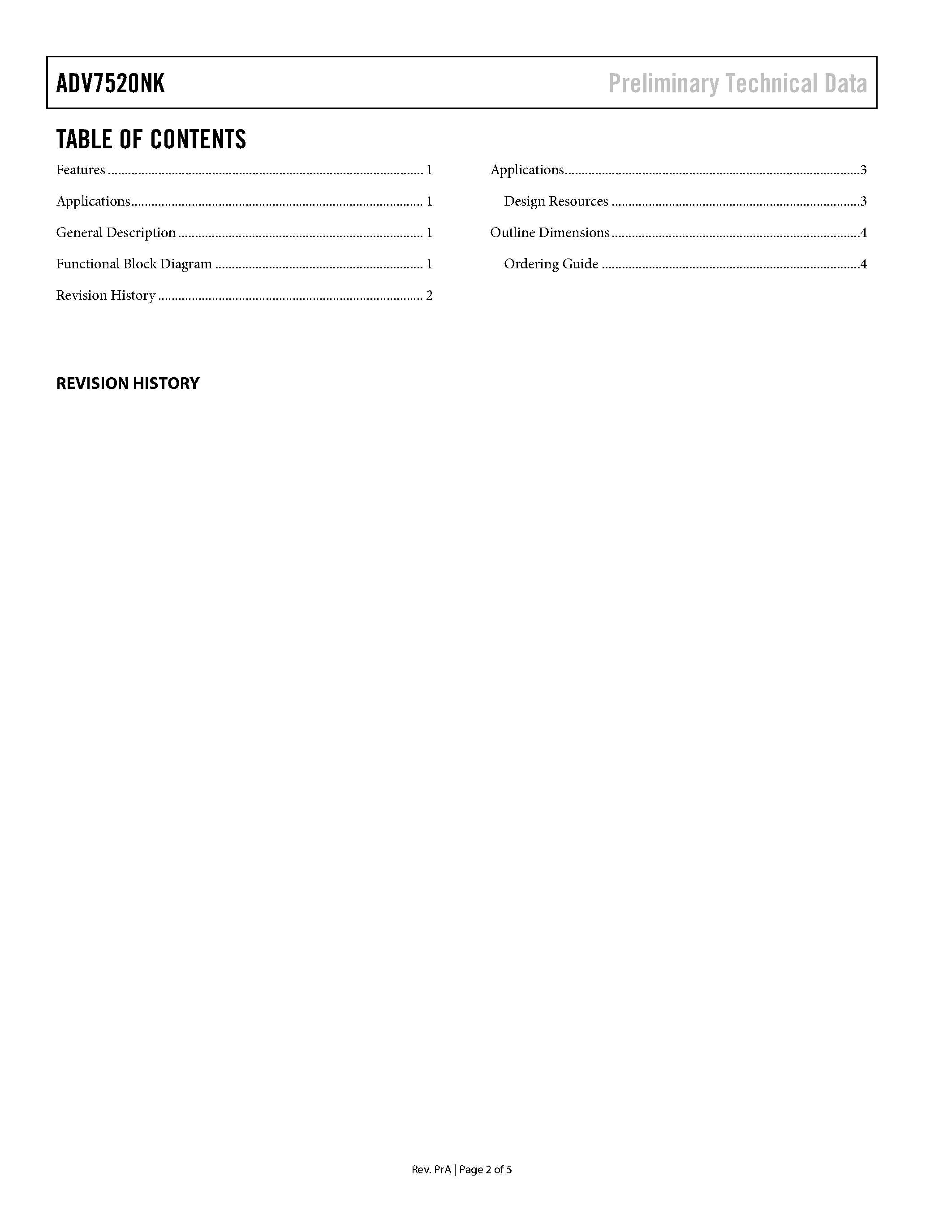 Даташит ADV7520NK - Low-Power HDMI/DVI Transmitter страница 2
