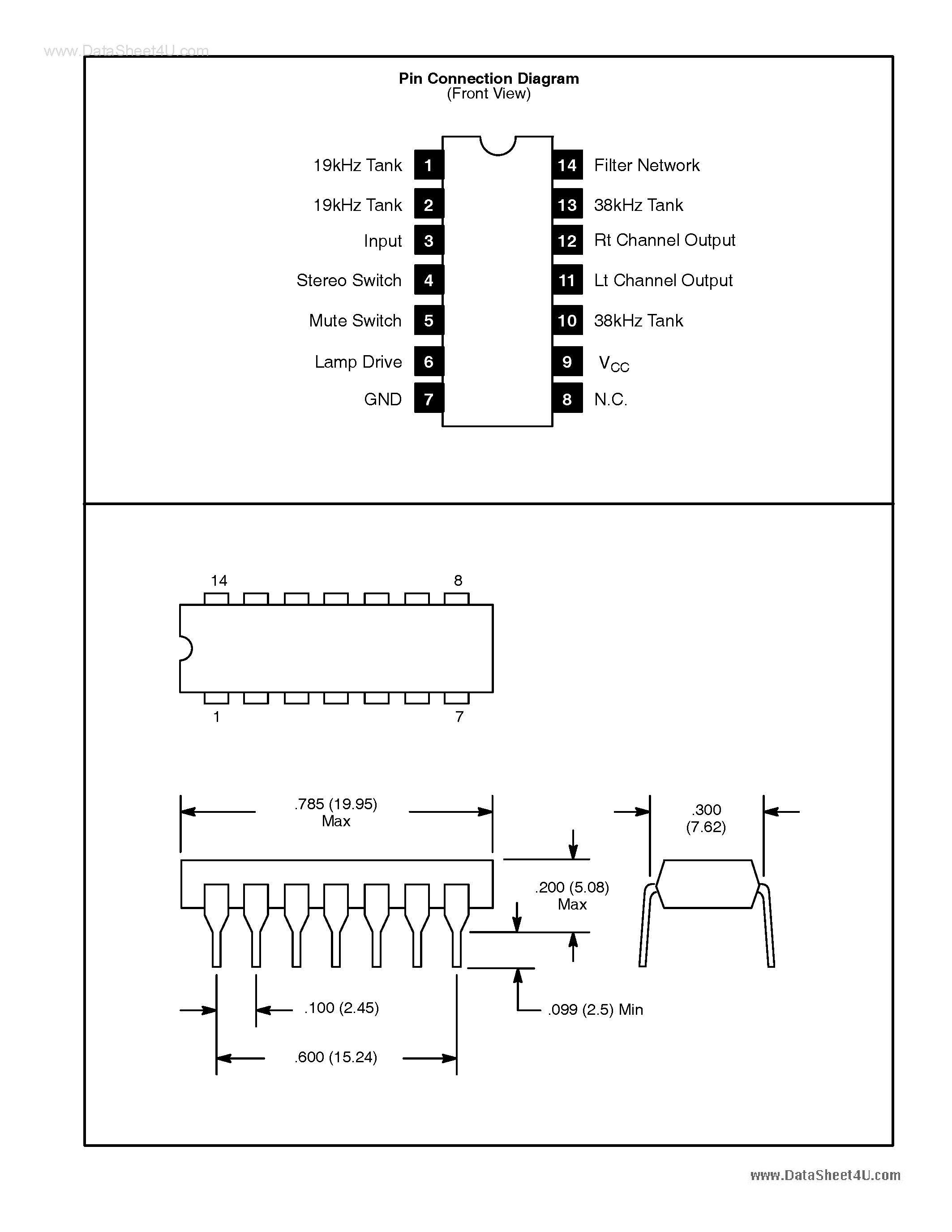 Даташит NTE1142 - Integrated Circuit FM Multiplex Stereo Decoder страница 2