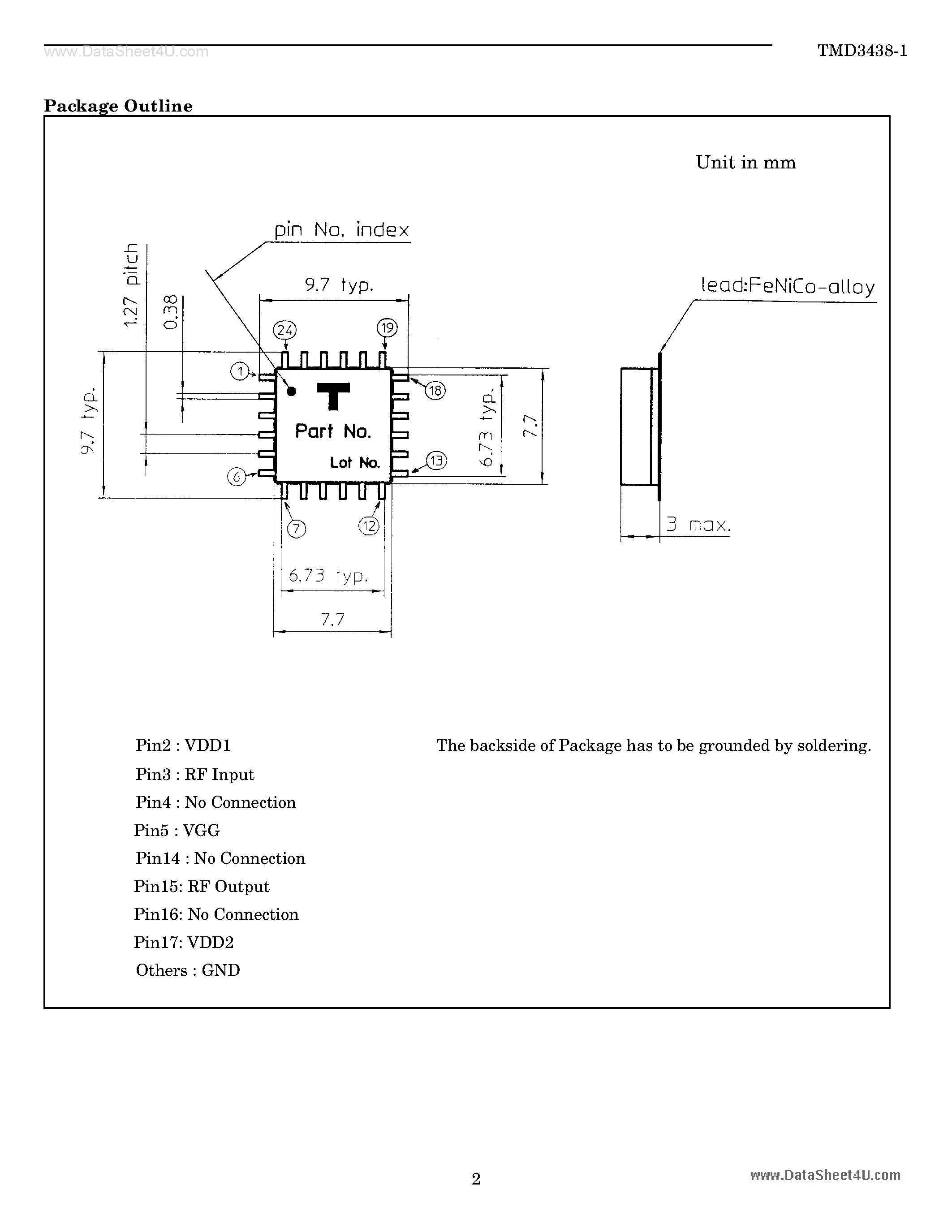Datasheet TMD3438-1 - Microwave Power MMIC Amplifier page 2