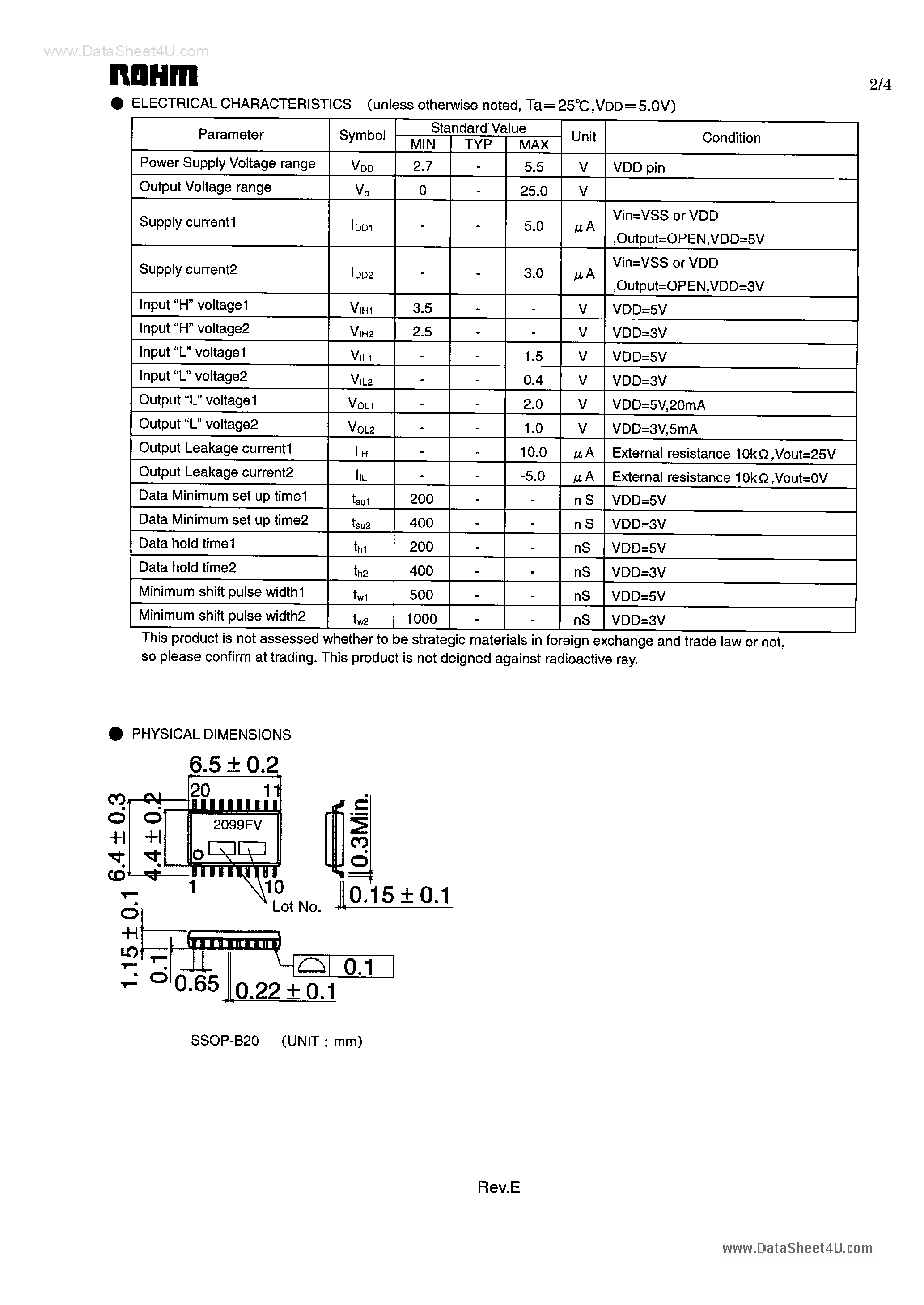 Даташит на микросхему 2099FV страница 2 Даташит 2099FV - Search -----> BU2099FV страница 2