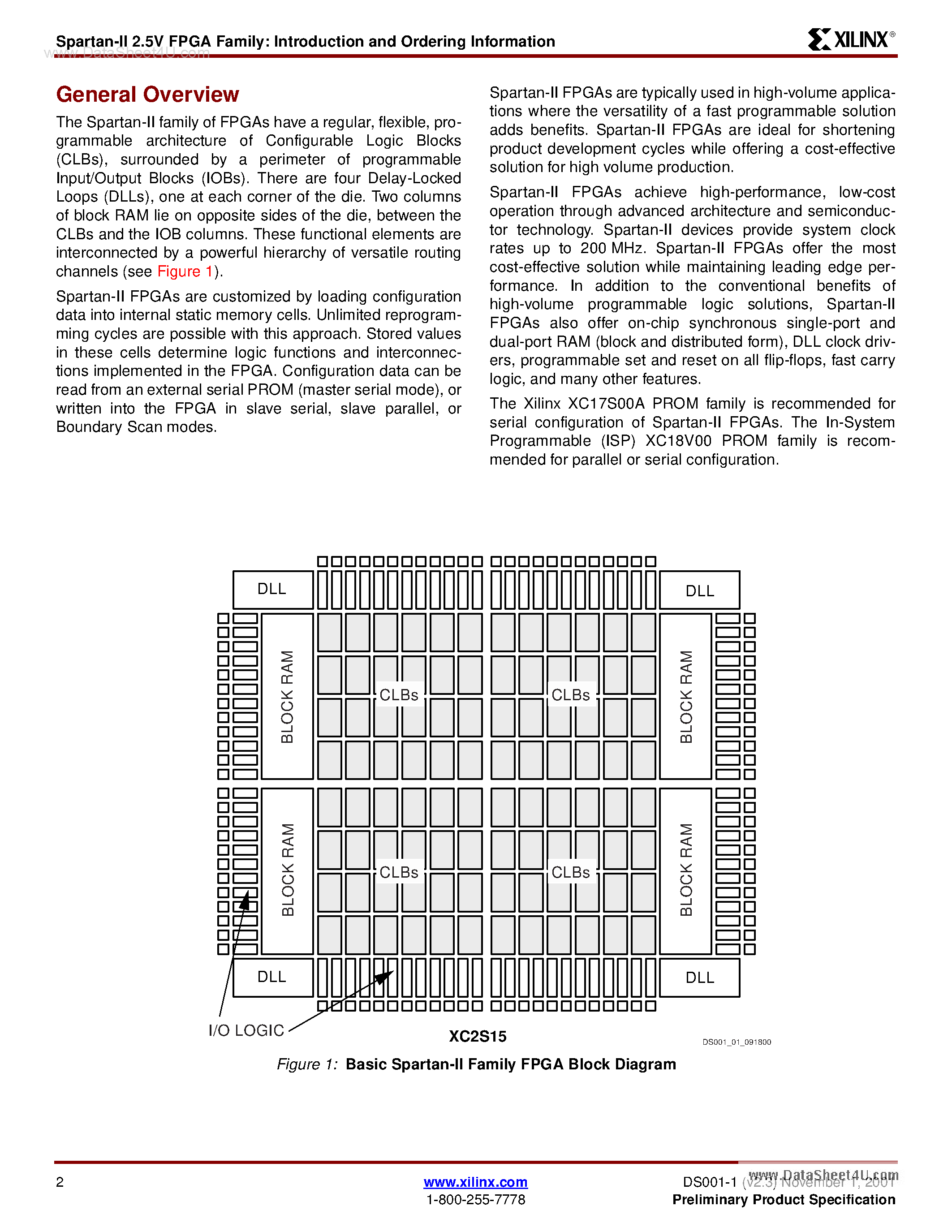 Datasheet XC2S15-xxxx - Spartan-II 2.5V FPGA Family:Introduction and Ordering Information page 2