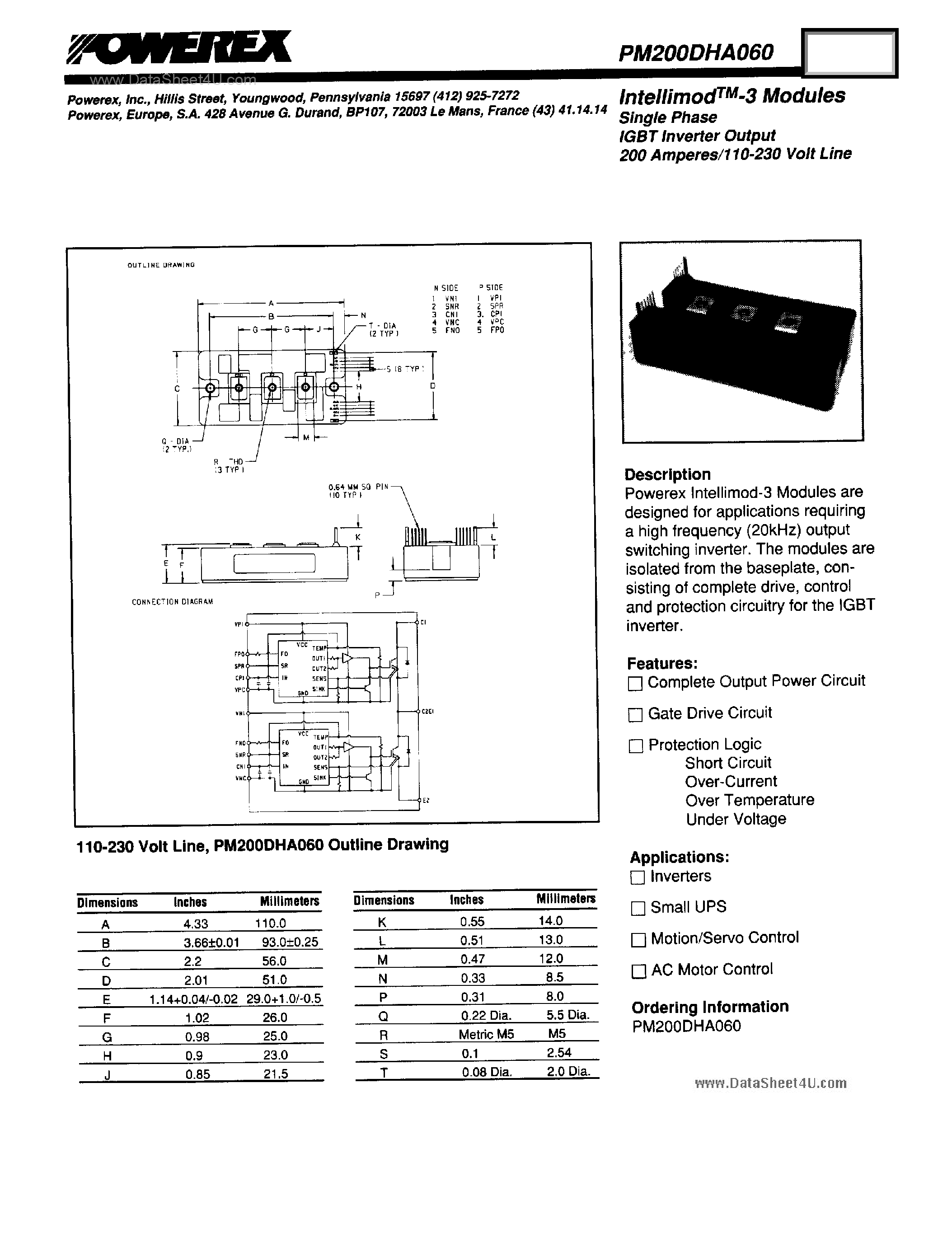 Datasheet PM200DHA060 page 1 Datasheet PM200DHA060 - Intellimod-3 Modules page 1