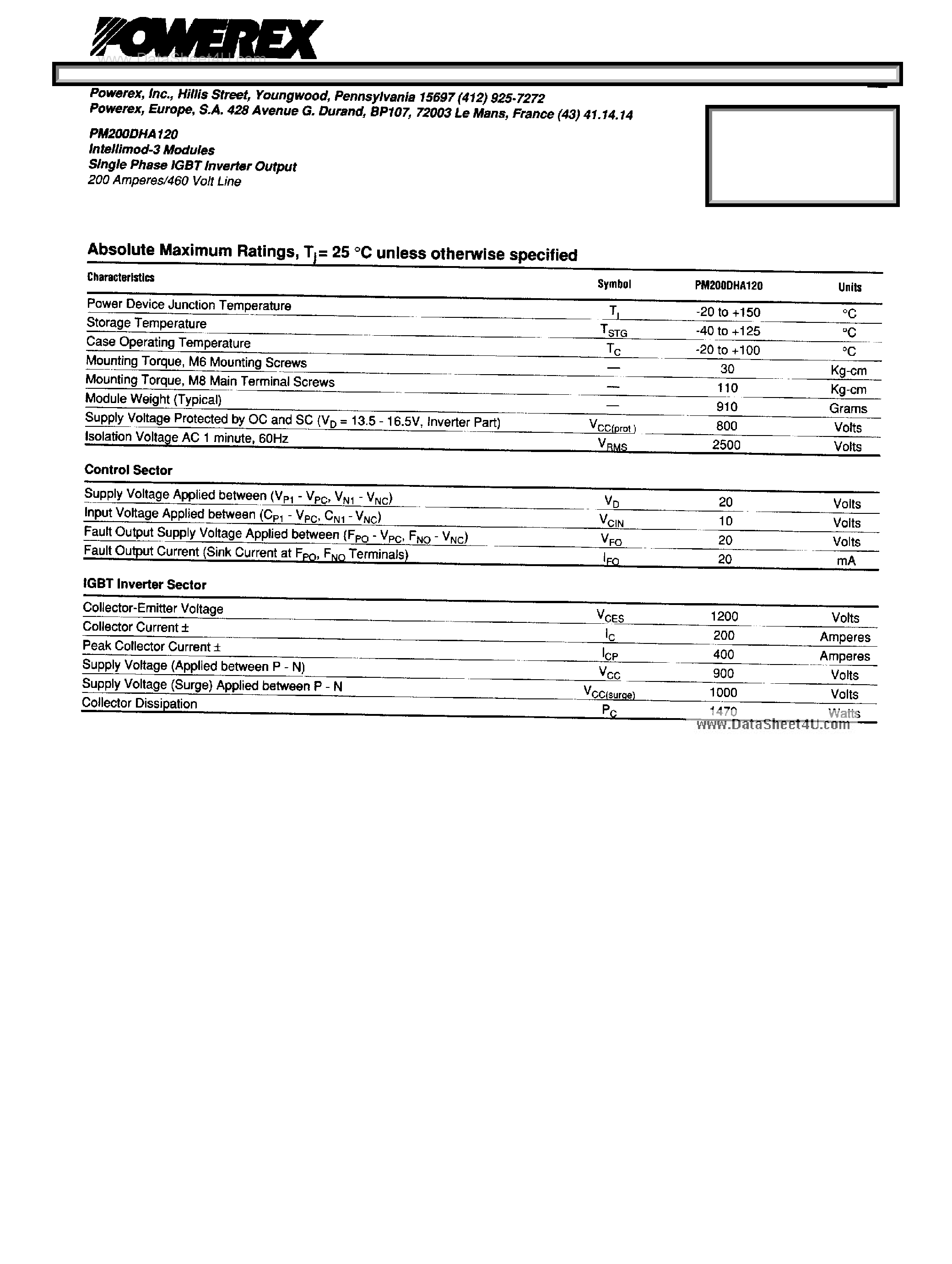 Datasheet PM200DHA120 - Intellimod-3 Modules page 2