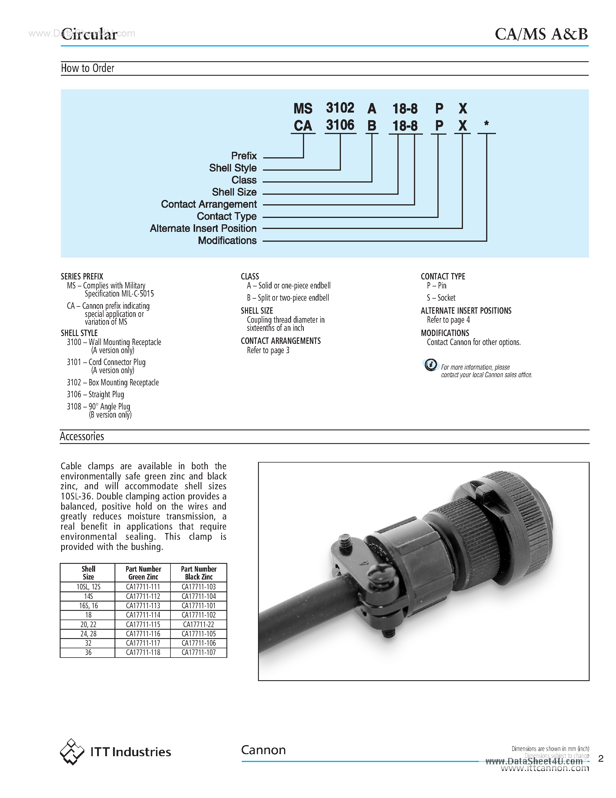 Datasheet MS3106Axxx-xx - Circular Connectors page 2