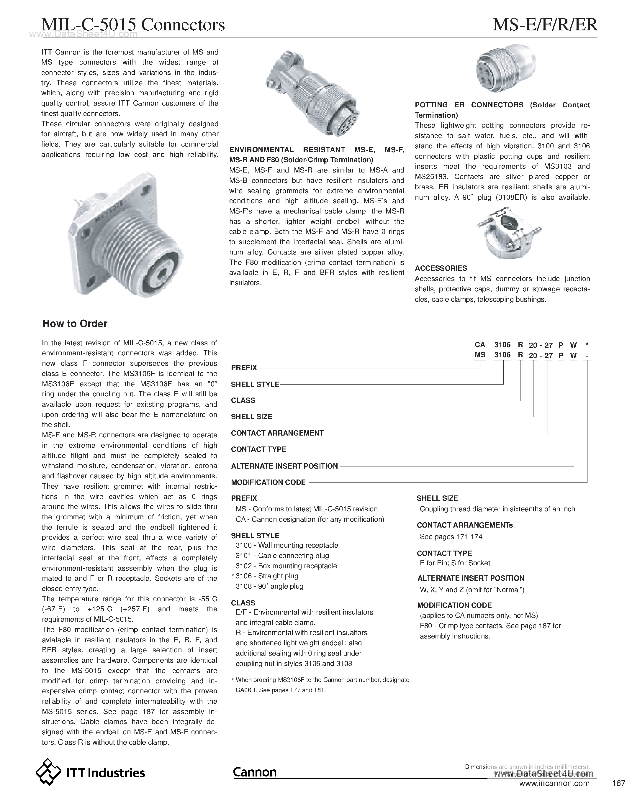 Datasheet MS3106E20-xxx page 1 Datasheet MS3106E20-xxx - MIL-C-5015 Connectors page 1