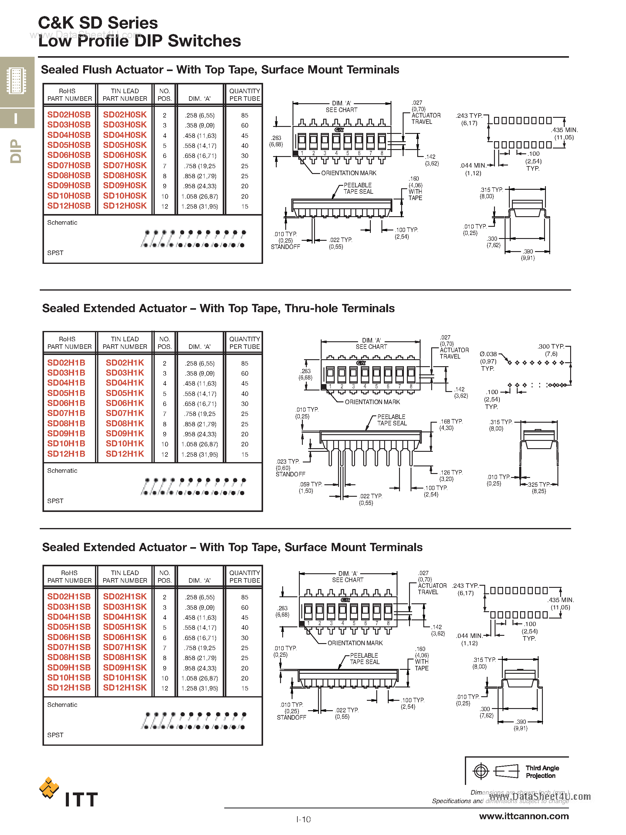 Даташит на микросхему SD02Hxx страница 2 Даташит SD02Hxx - (SD Series) Low Profile DIP Switches страница 2