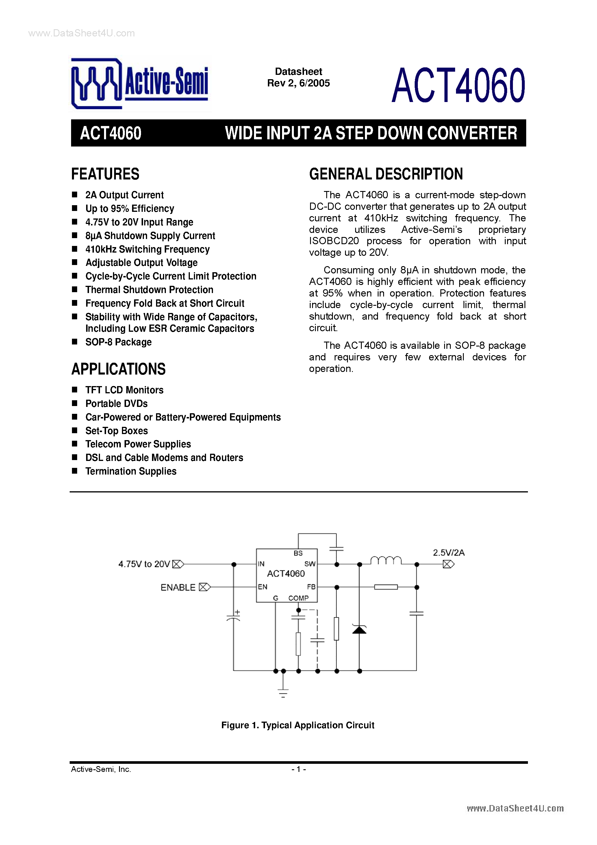 Datasheet ACT4060 - Wide Input 2A Step Down Converter page 1