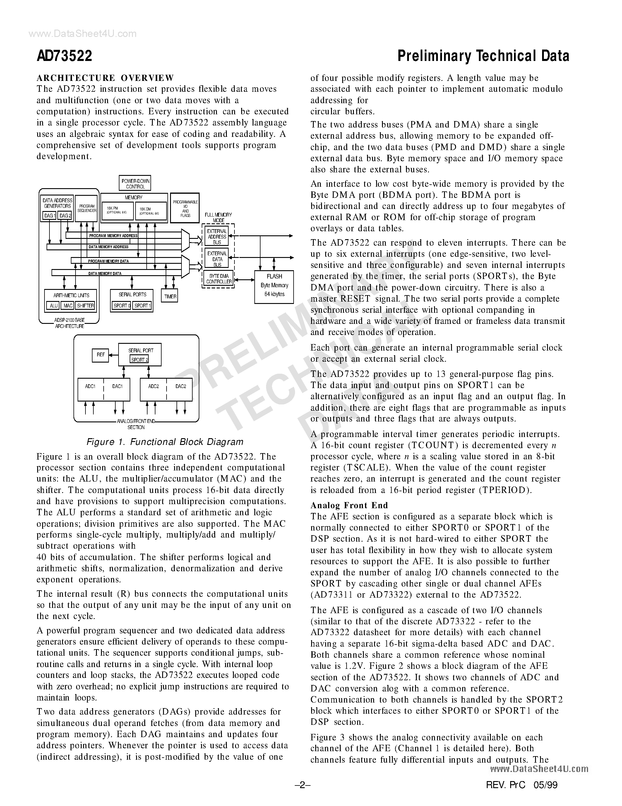 Datasheet AD73522 - Dual Analog Front End page 2