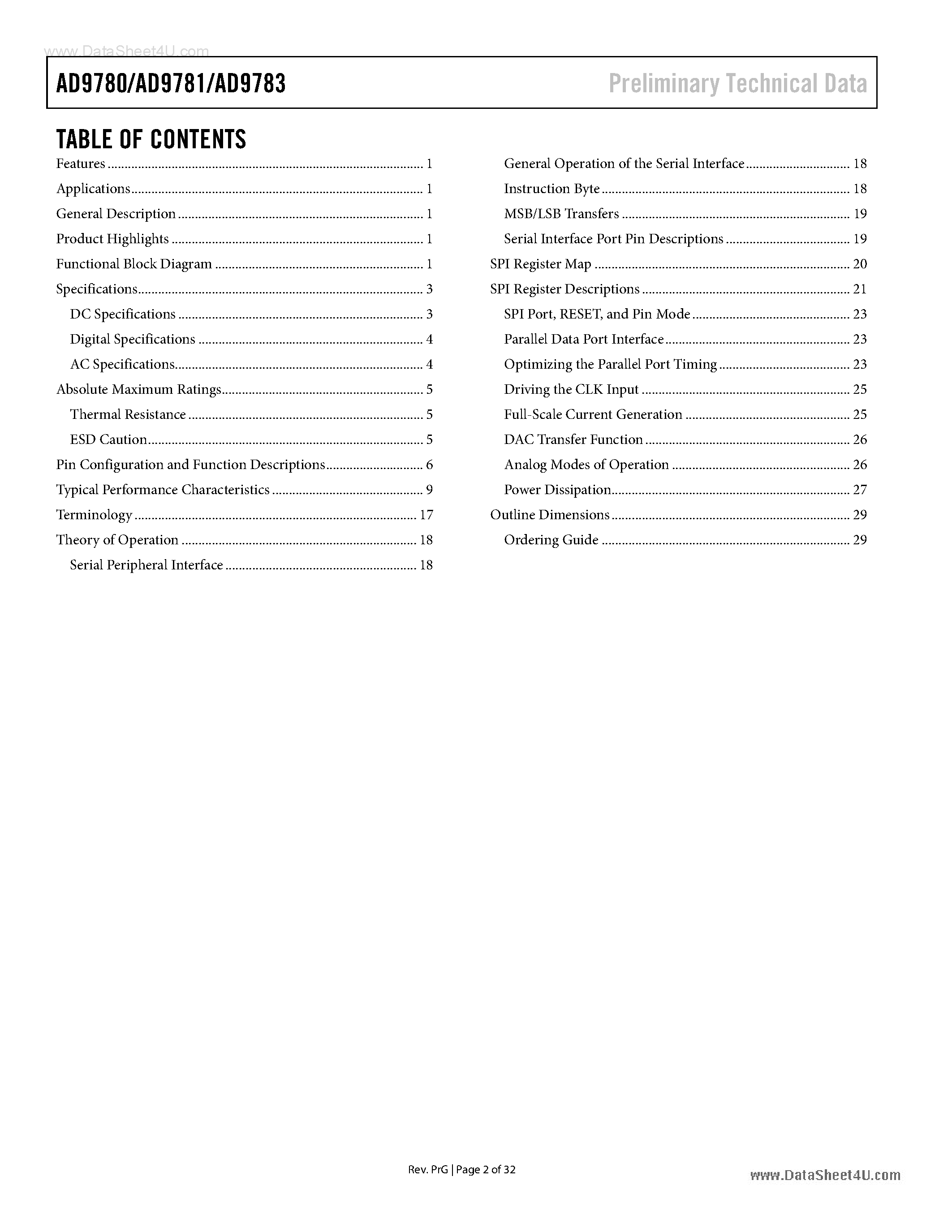 Даташит на микросхему AD9780 страница 2 Даташит AD9780 - (AD9780 - AD9783) LVDS Interface 600 MSPS DACs страница 2
