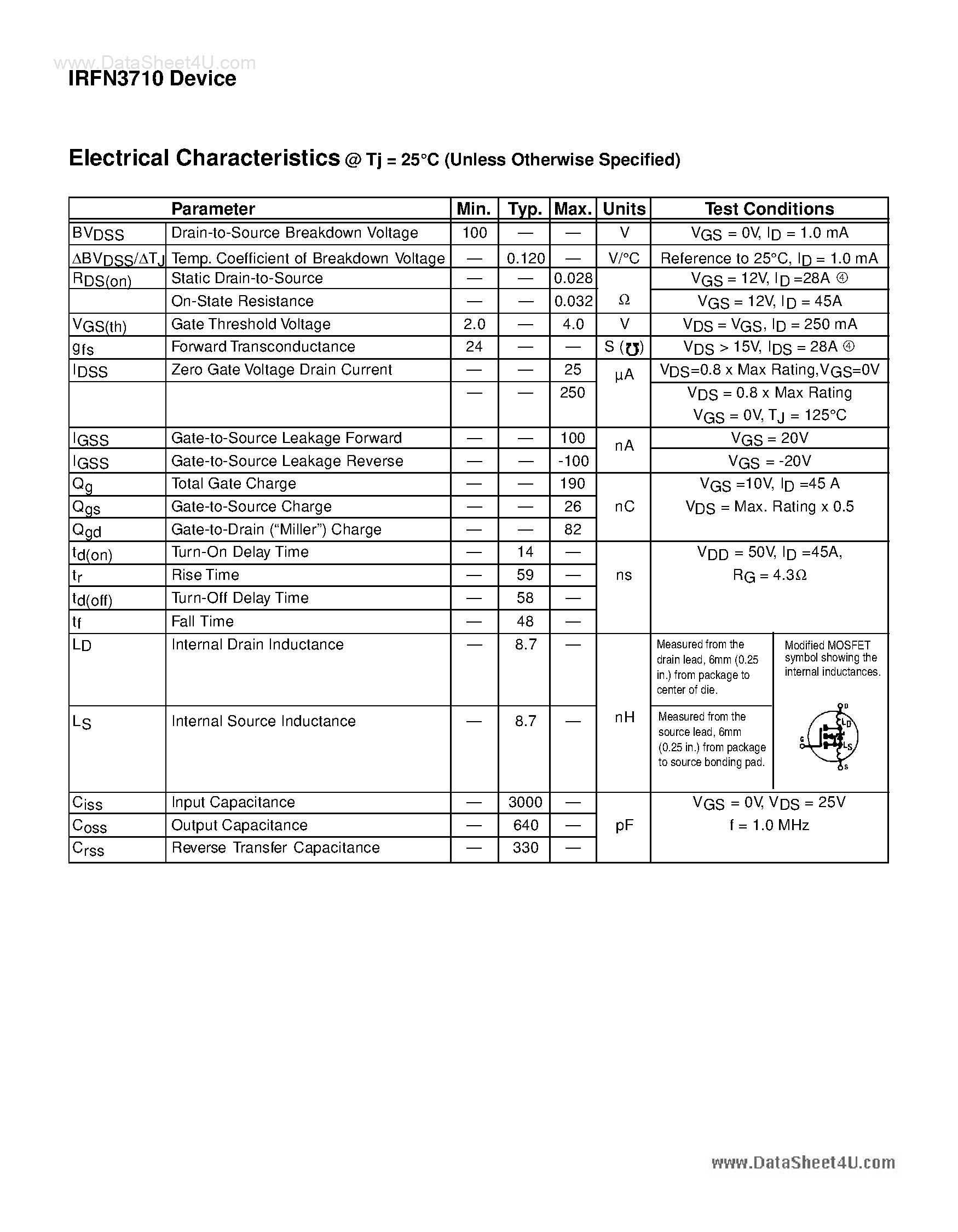Datasheet IRFN3710 - TRANSISTOR N-CHANNEL page 2