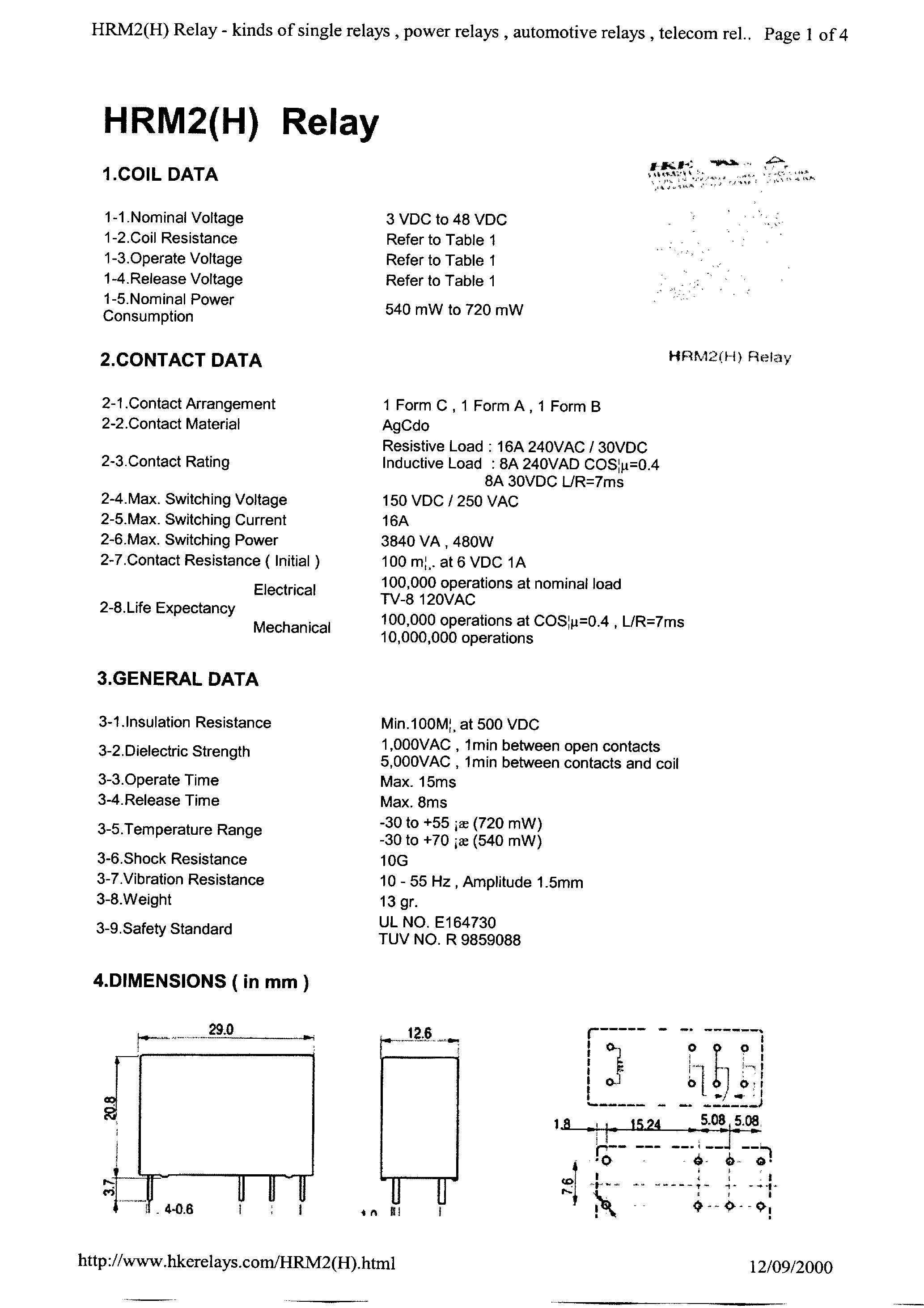 Даташит HRM2 - Relay страница 1