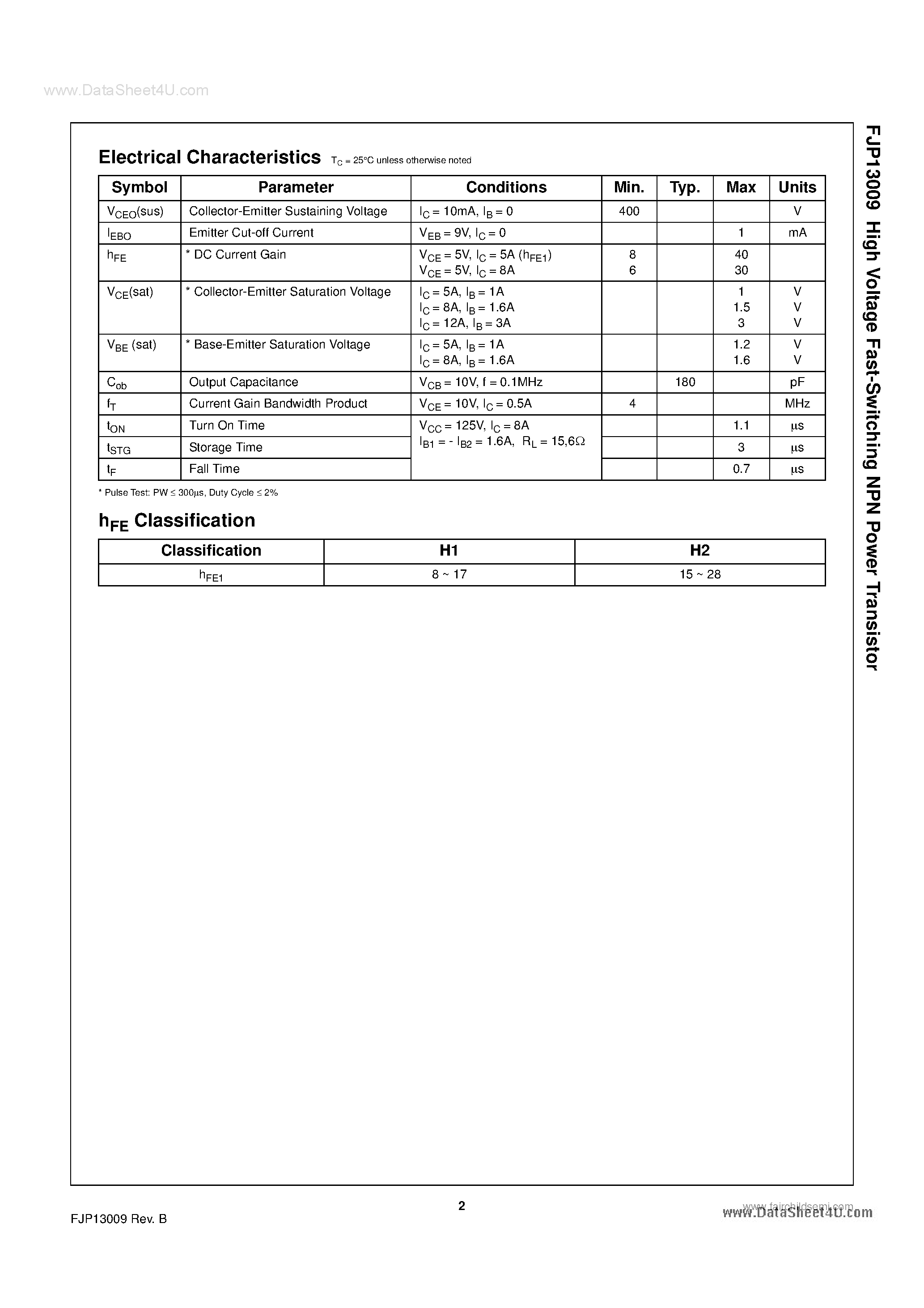 Даташит на микросхему J13009 страница 2 Даташит J13009 - Search -----> FJP13009 страница 2