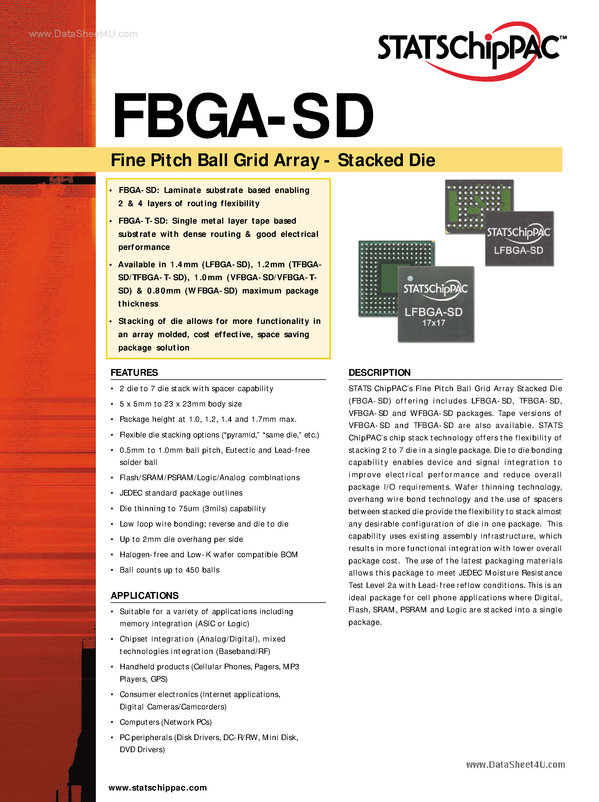 Даташит FBGA-SD - Fine Pitch Ball Grid Array страница 1