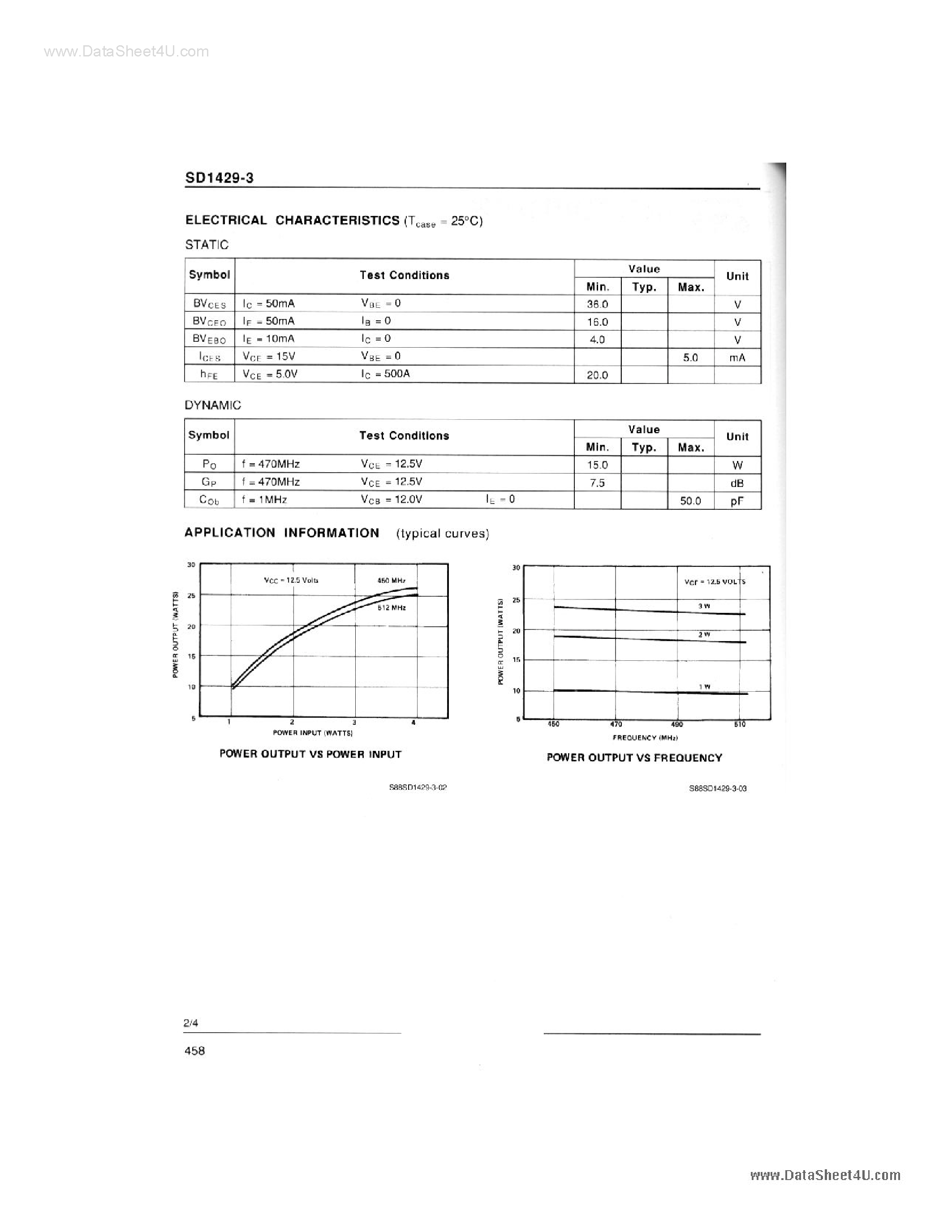 Datasheet SD1429-3 - RF AND MICROWAVE TRANSISTORS page 2