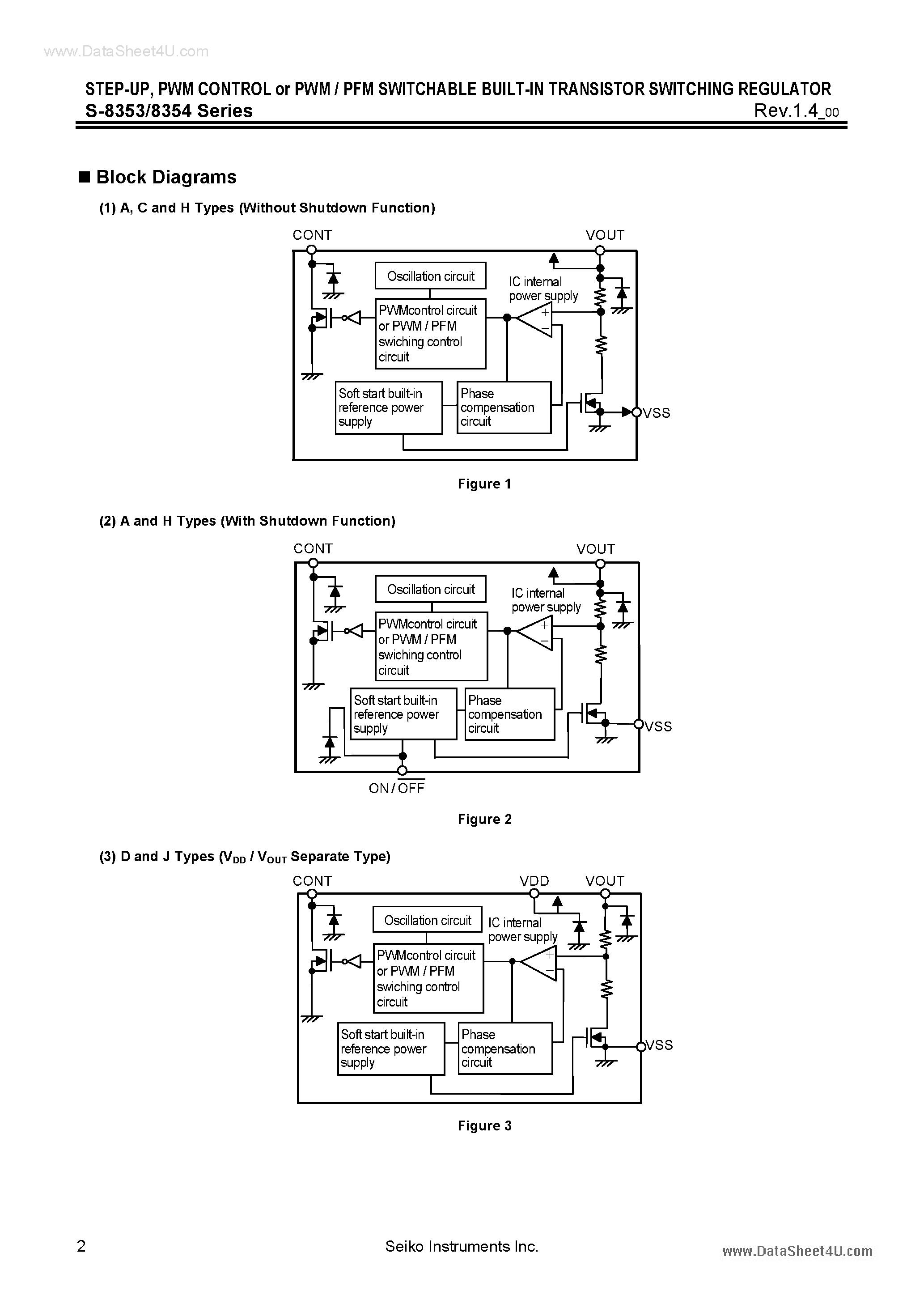 Datasheet S8353 - (S8353 / S8354) PWM Control Switchable Built-in Transistor Switching Regulator page 2