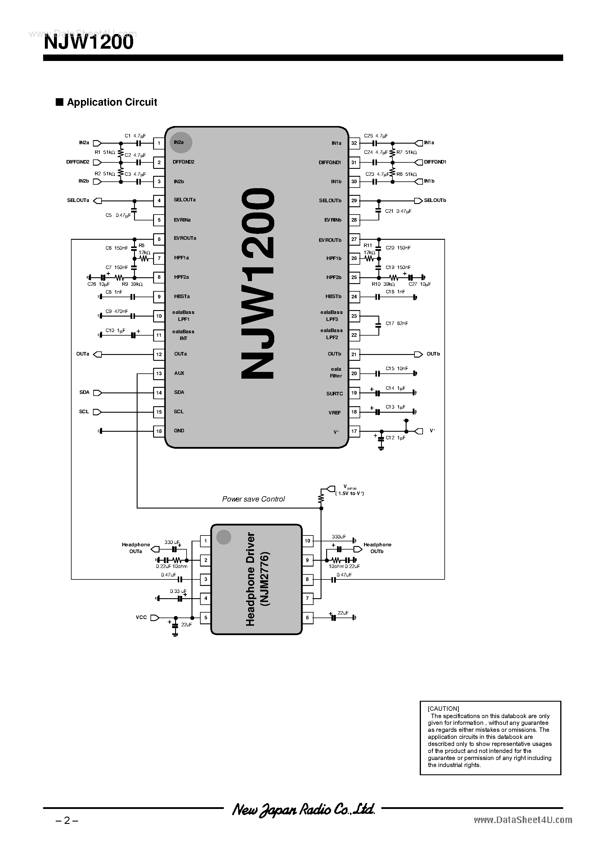 Datasheet NJW1200 - Low-Voltage 2-channel Electronic Volume page 2