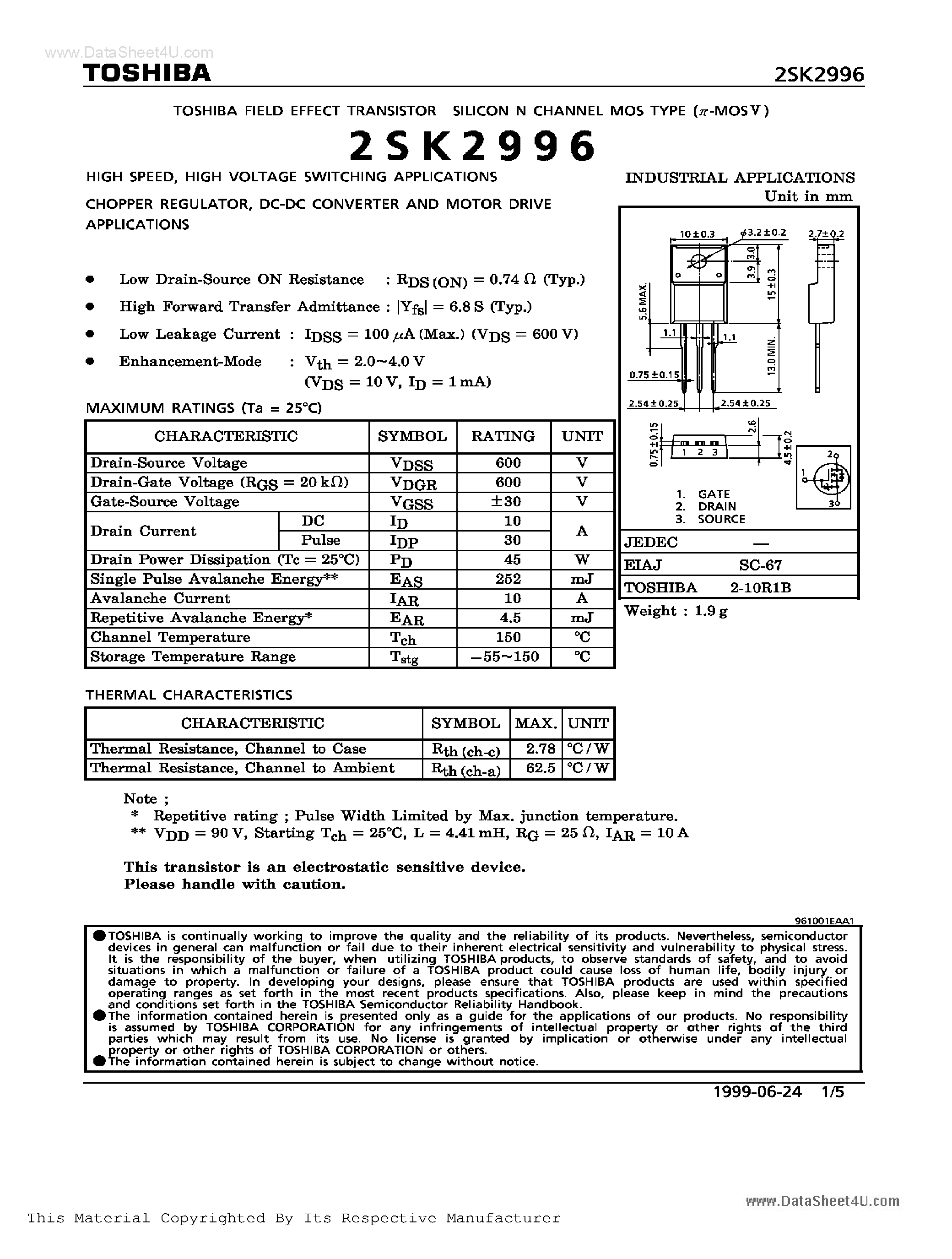 Datasheet K2996 - Search -----> 2SK2996 page 1