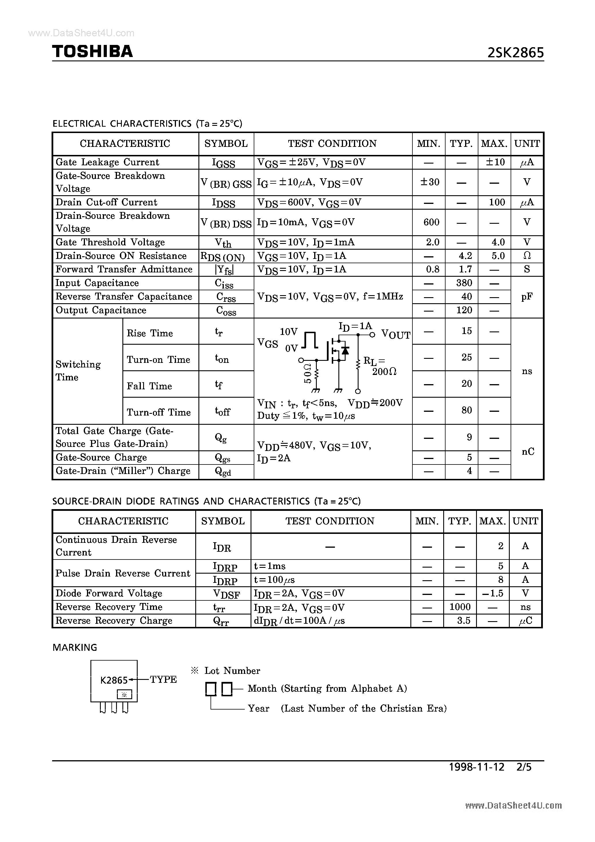 Даташит на микросхему K2865 страница 2 Даташит K2865 - Search ---> 2SK2865 страница 2