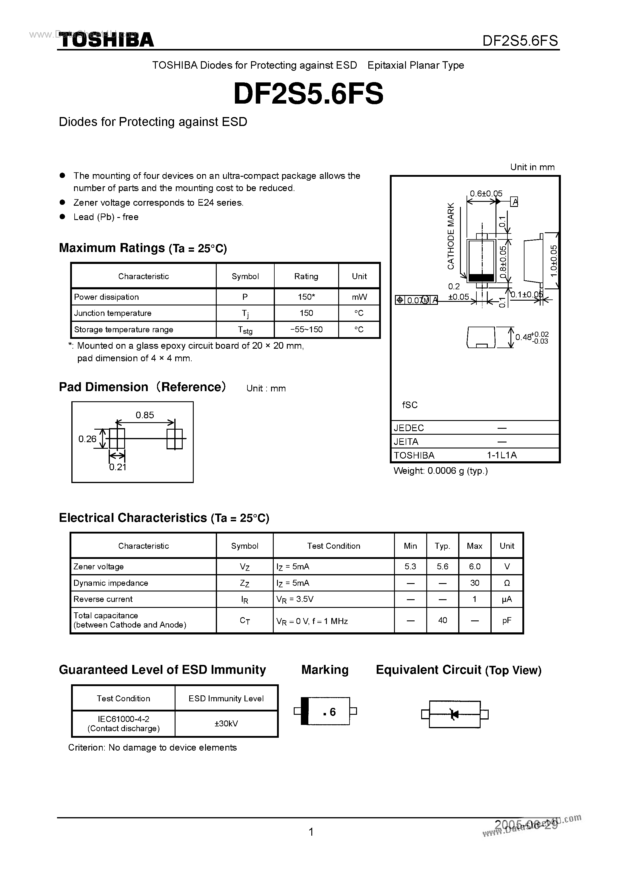 Даташит DF2S5.6FS - Diodes страница 1