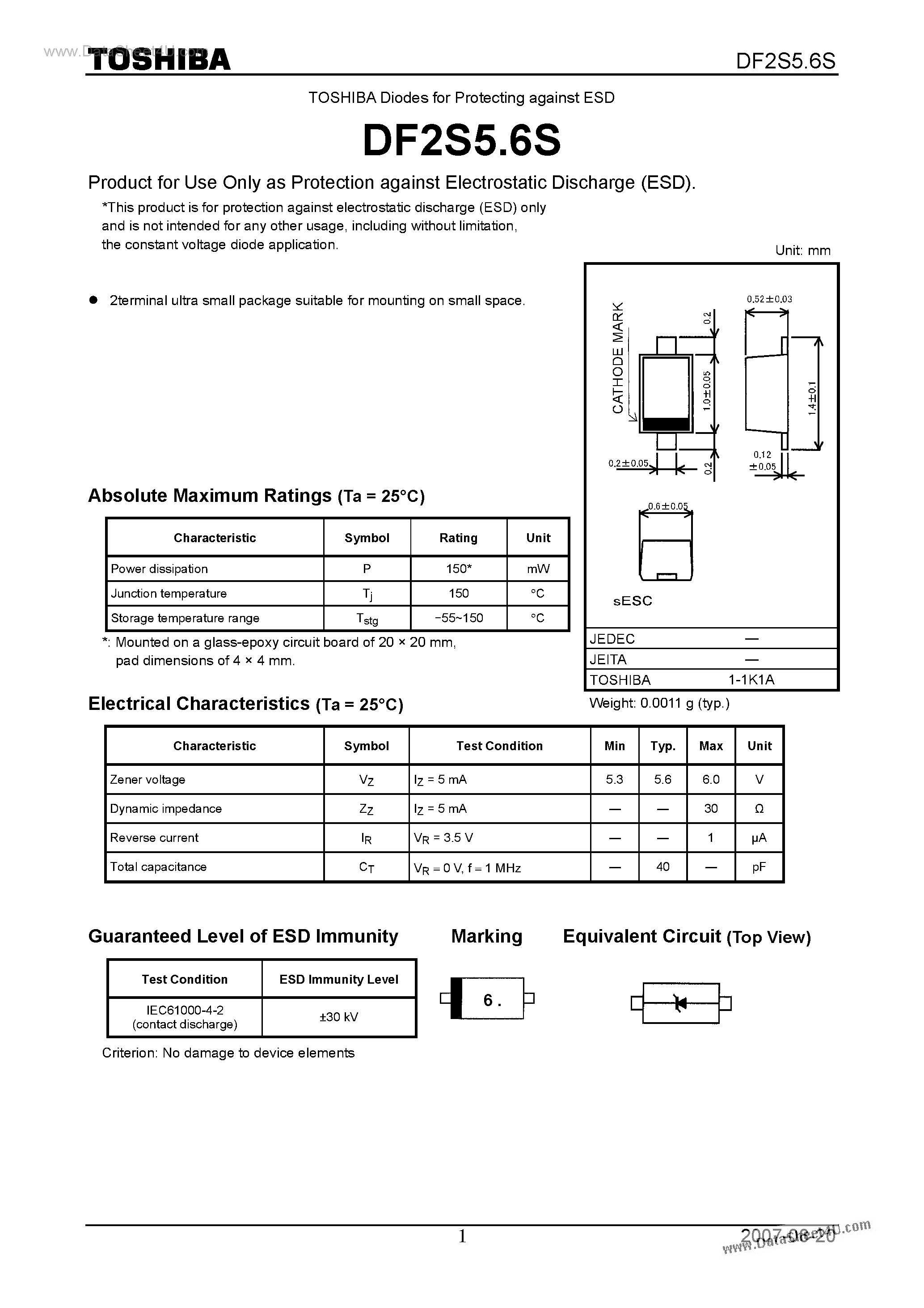 Даташит DF2S5.6S - Diodes страница 1