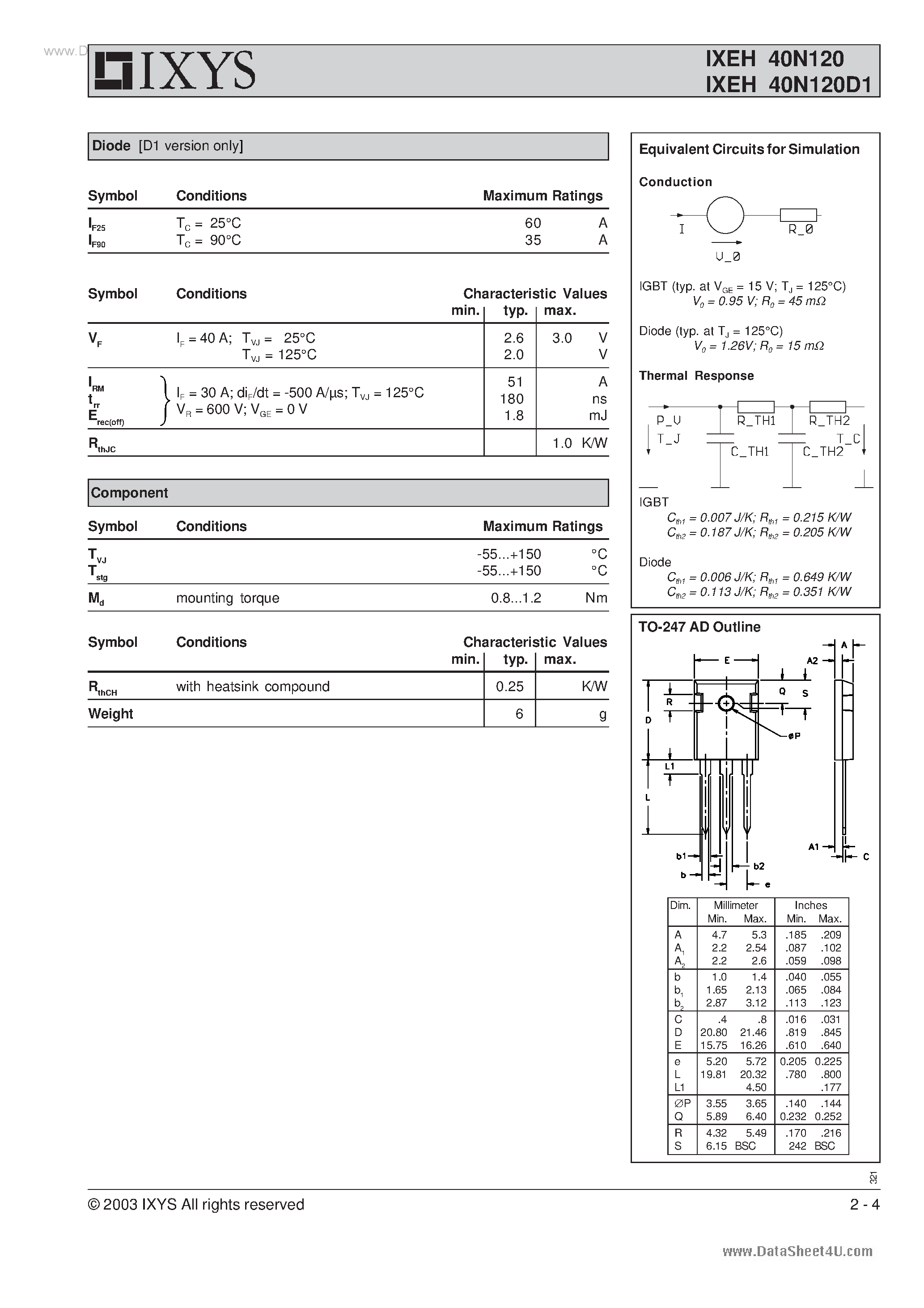 Даташит 40N120 - Search -----> IXEH40N120 страница 2