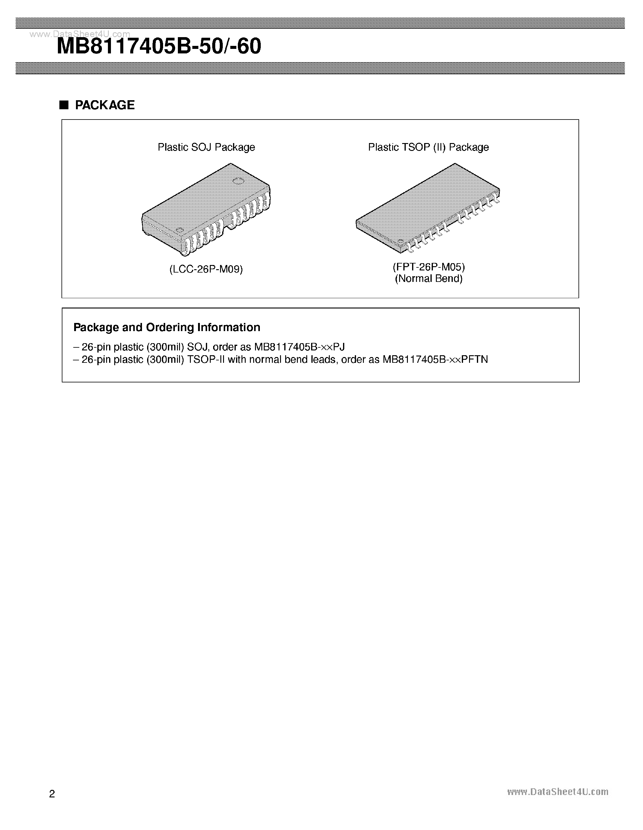 Datasheet MB8117405B - 4M X 4-Nit Hyper Page Mode DRAM page 2
