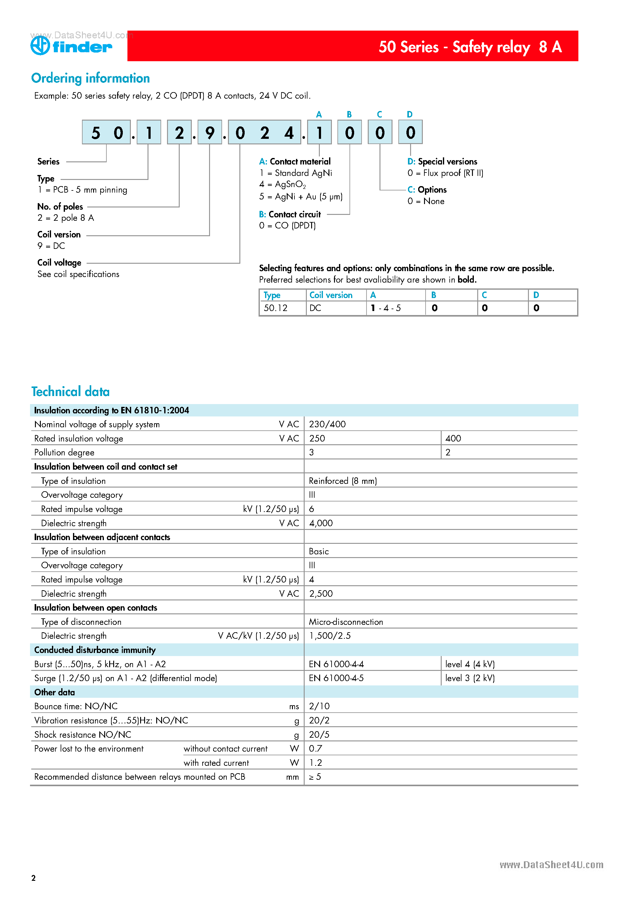 Datasheet 50.12.9.024.1000 page 2 Datasheet 50.12.9.024.1000 - Sakety Relay page 2