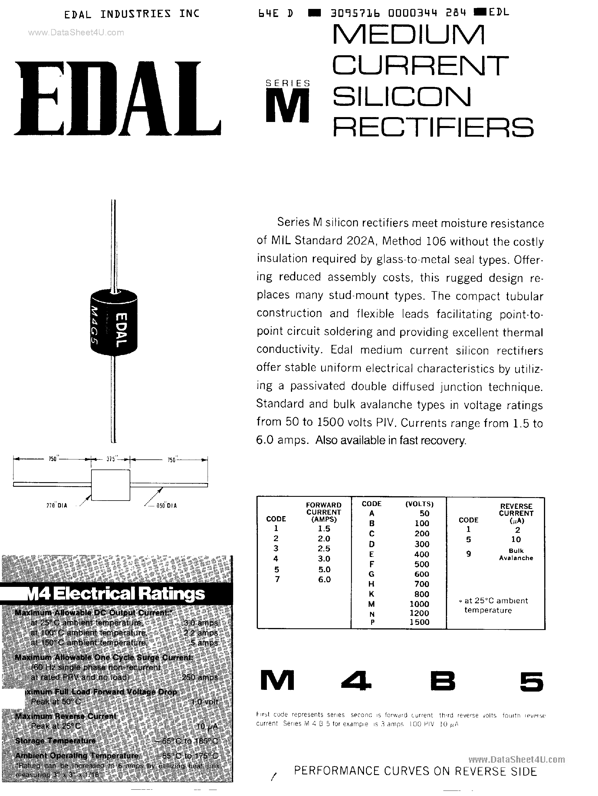 Datasheet M1B1 - MEDIUM CURRENT SILICON RECTIFIERS page 1