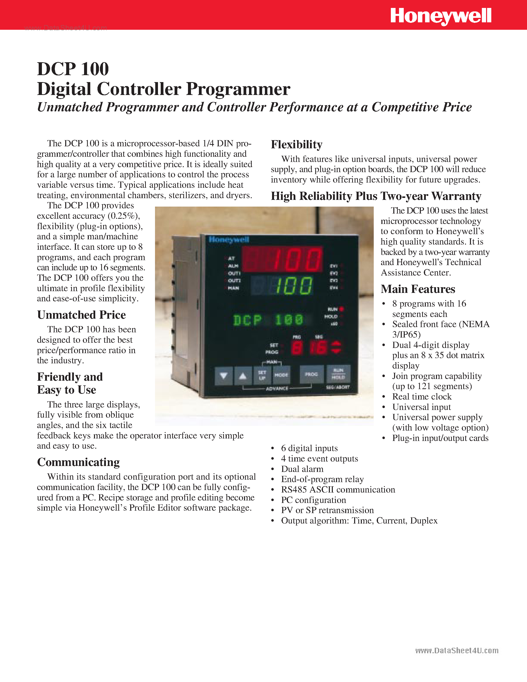 Даташит на микросхему DCP100 страница 1 Даташит DCP100 - Digital Controller Programmer страница 1