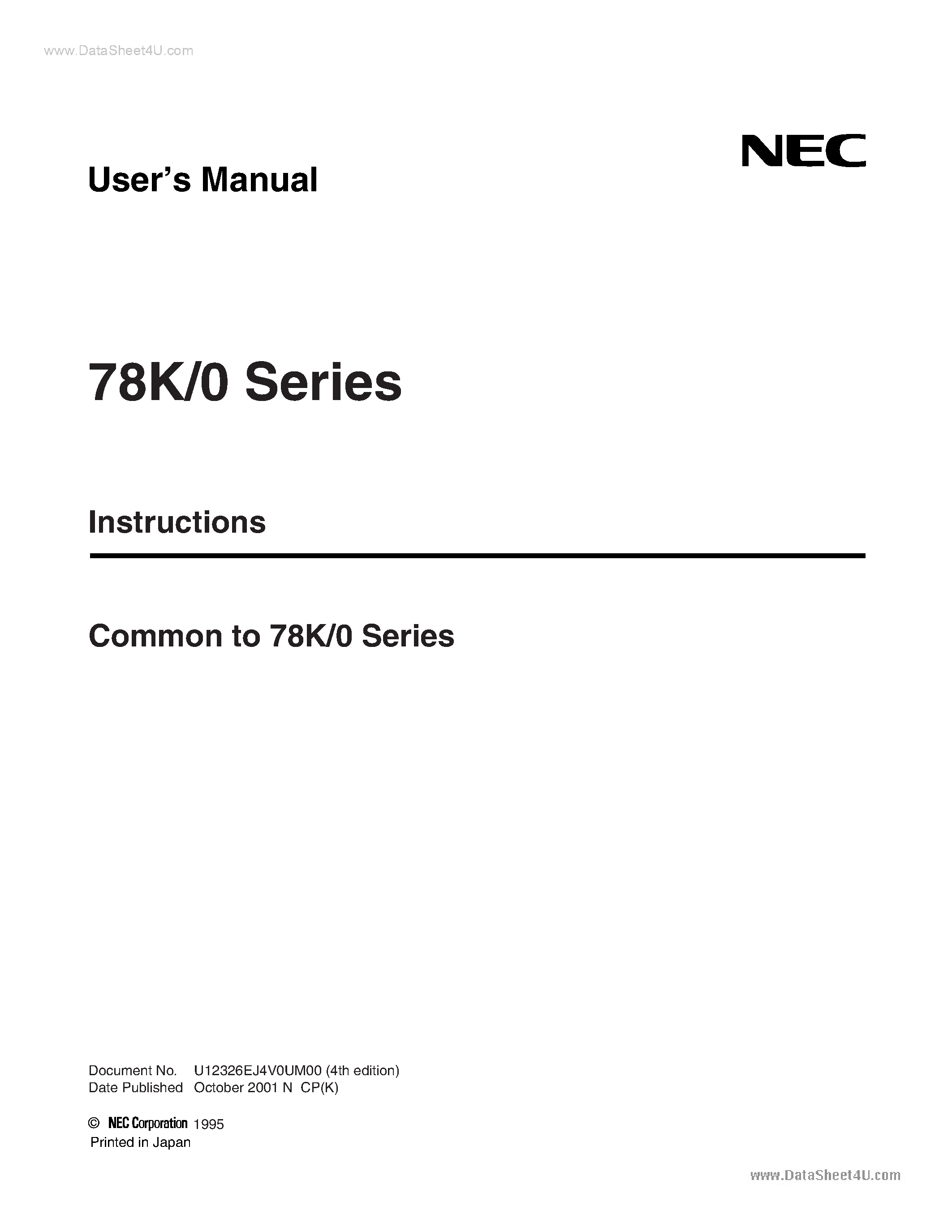 Datasheet 780058 page 1 Datasheet 780058 - Common to 78K/0 Series page 1