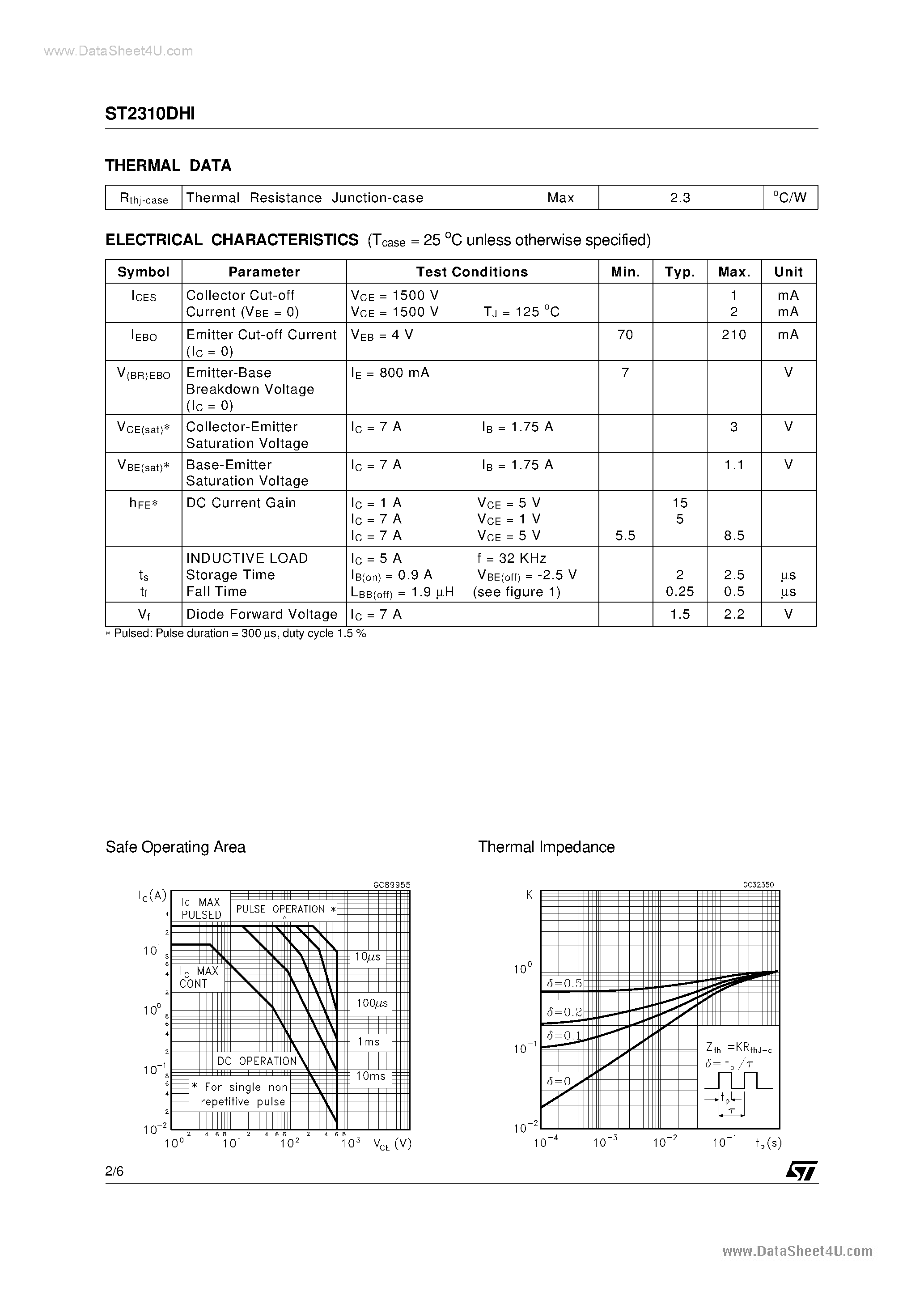 Datasheet 2310DHI page 2 Datasheet 2310DHI - Search -----> ST2310DHI page 2