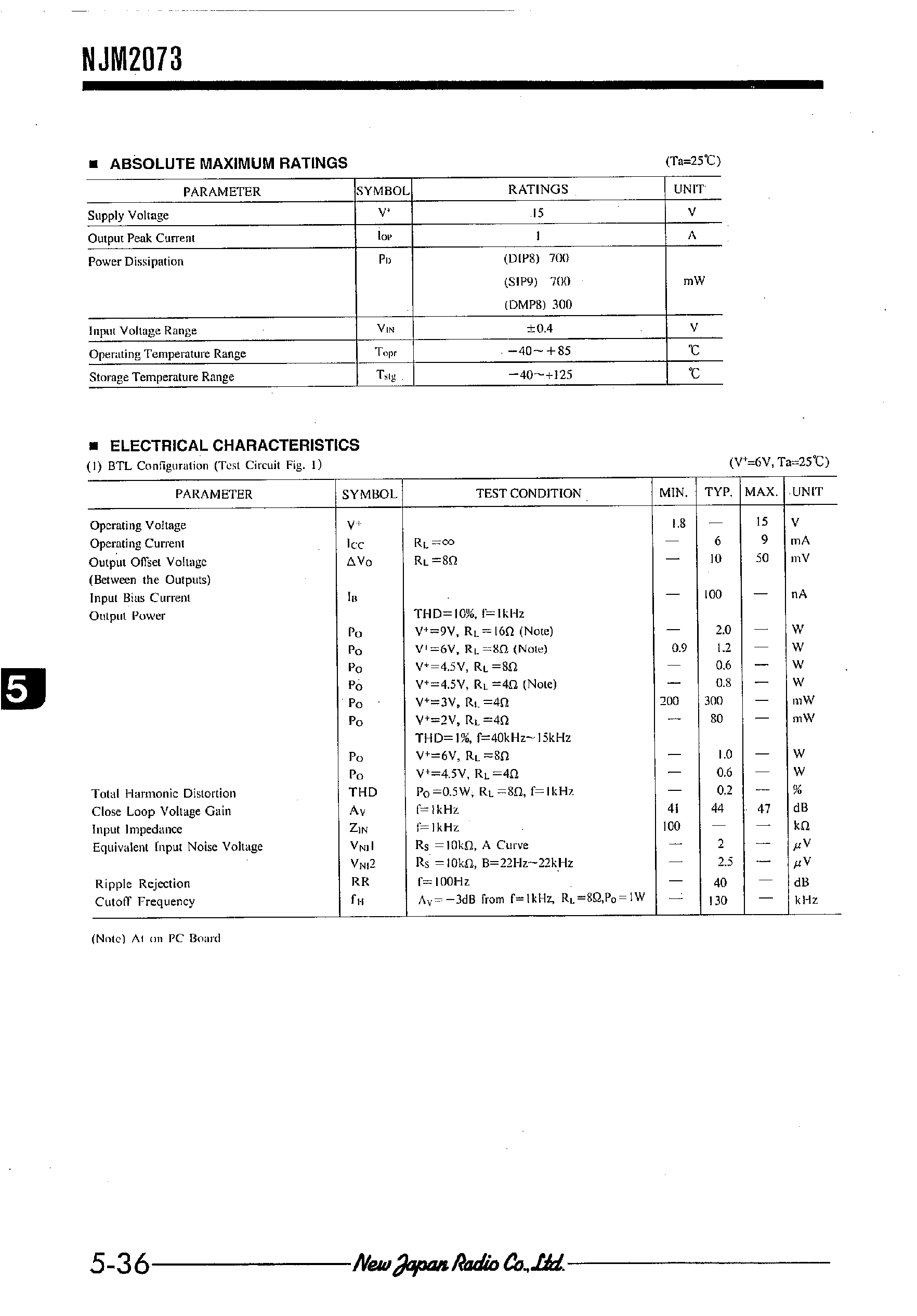 Даташит 2073D - Search -----> NJM2073D страница 2