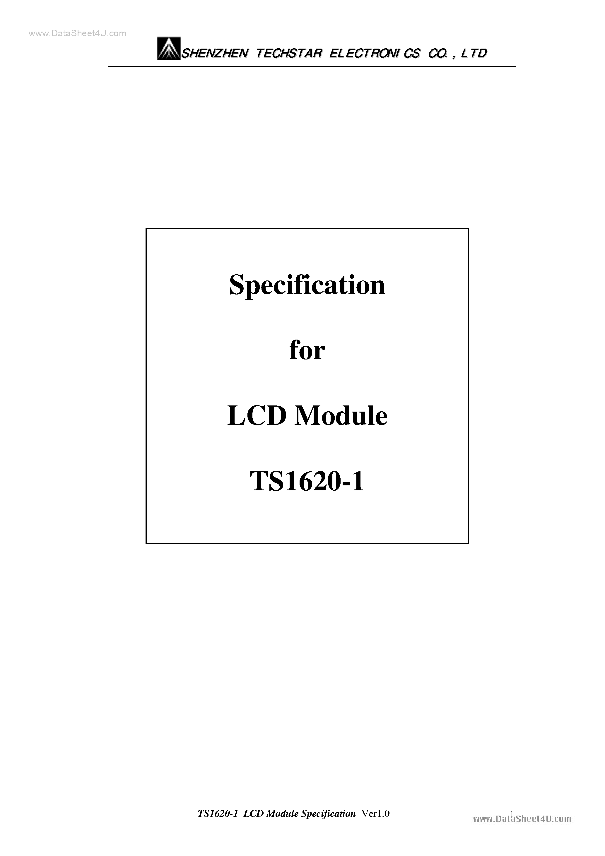 Datasheet TS1620-1 - LCD Module page 1