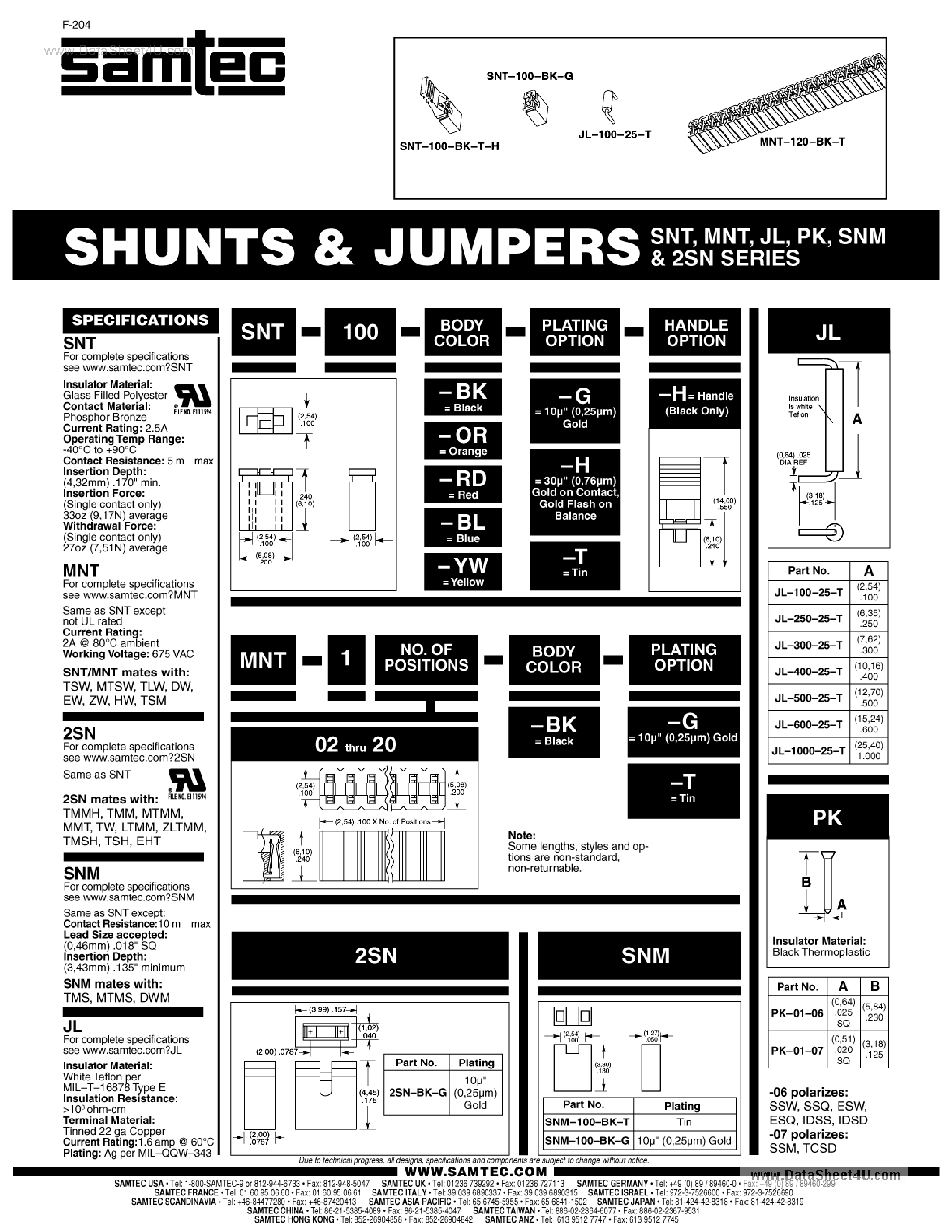 Datasheet 2SN-BK-G - (25N Series) Shunts and Jumpers page 1