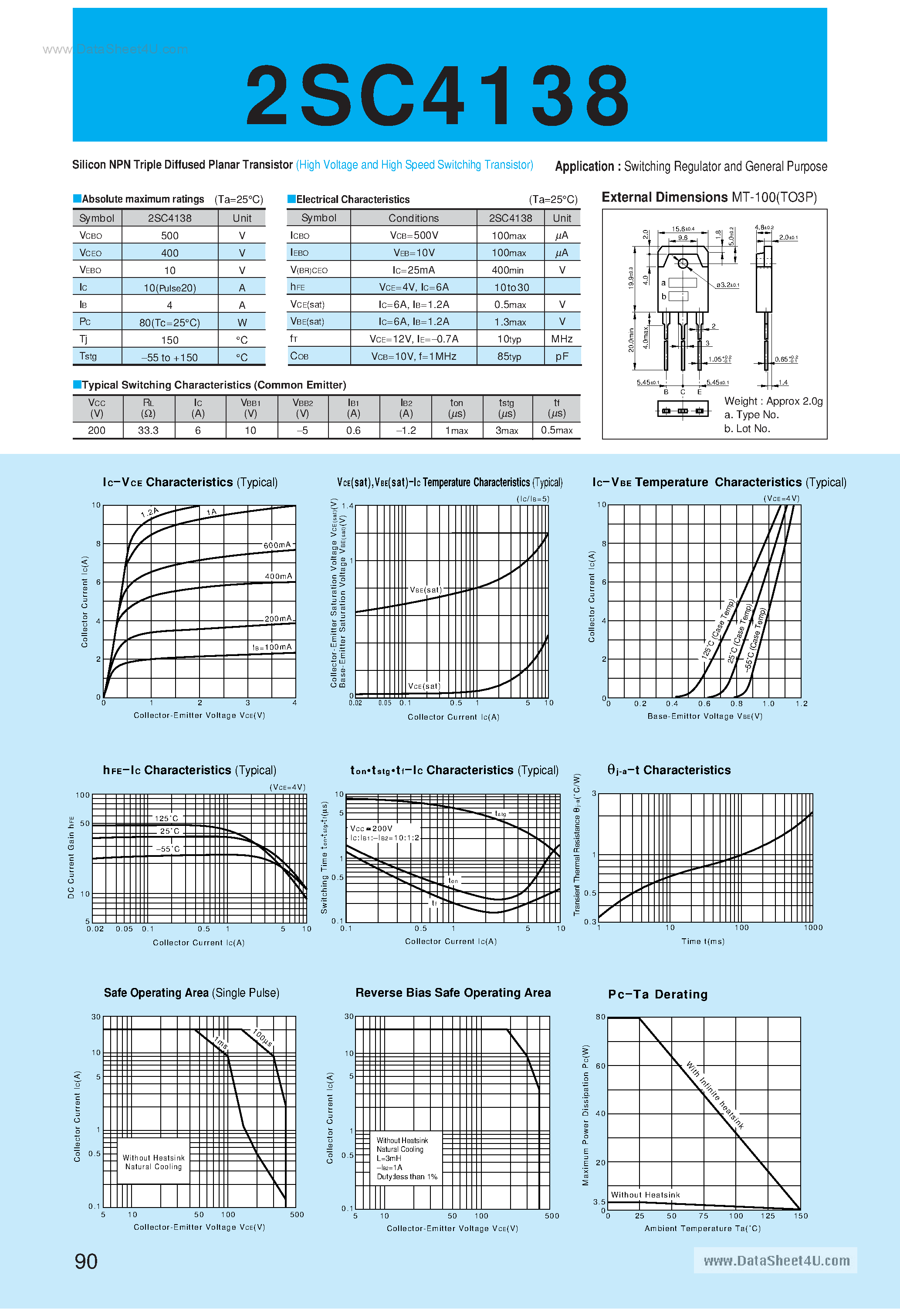 Даташит C4138 - Search -----> 2SC4138 страница 1