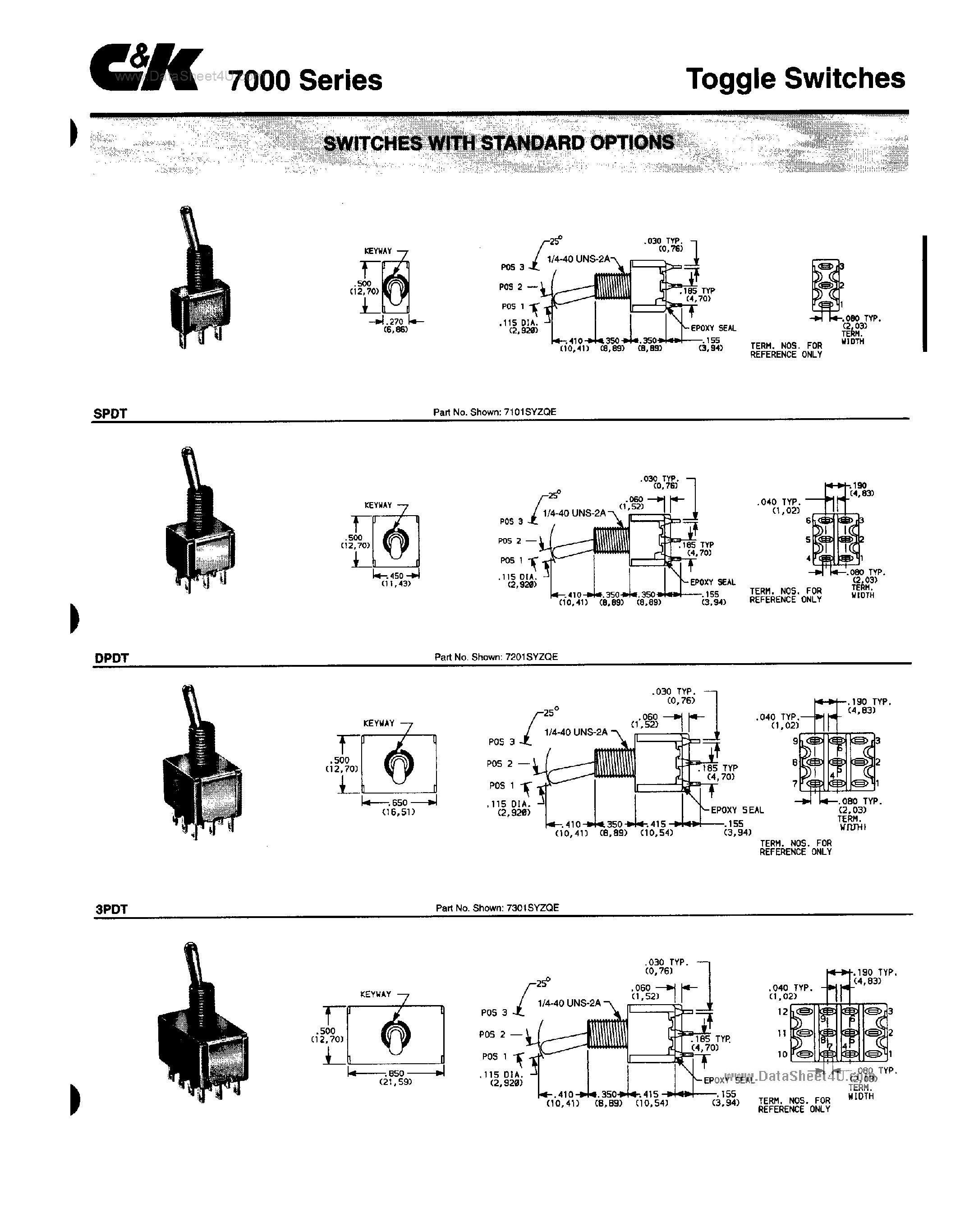 Datasheet 7100MD9AV2BE page 1 Datasheet 7100MD9AV2BE - Toggle Switches page 1