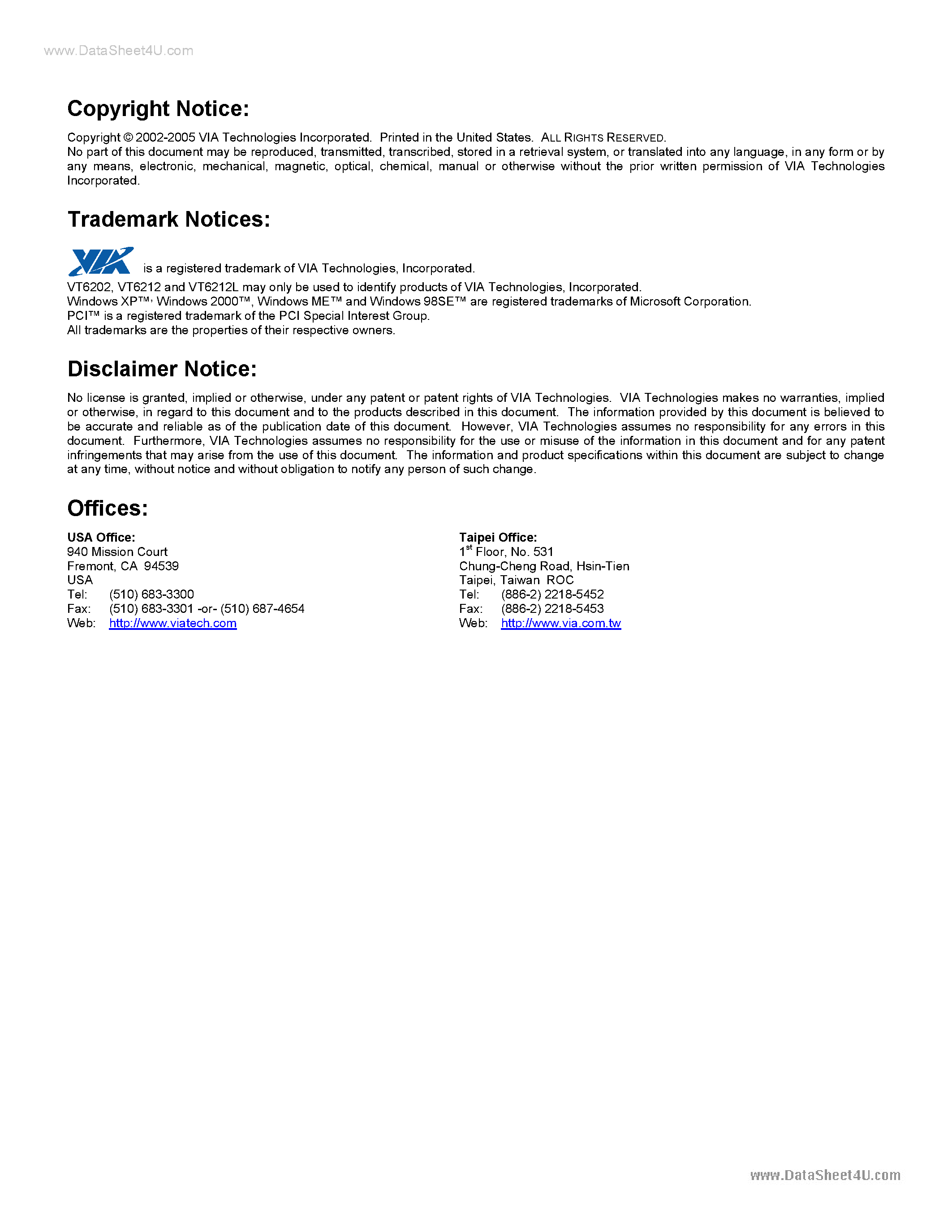 Datasheet VT6212 - PCI USB2.0 Controller page 2