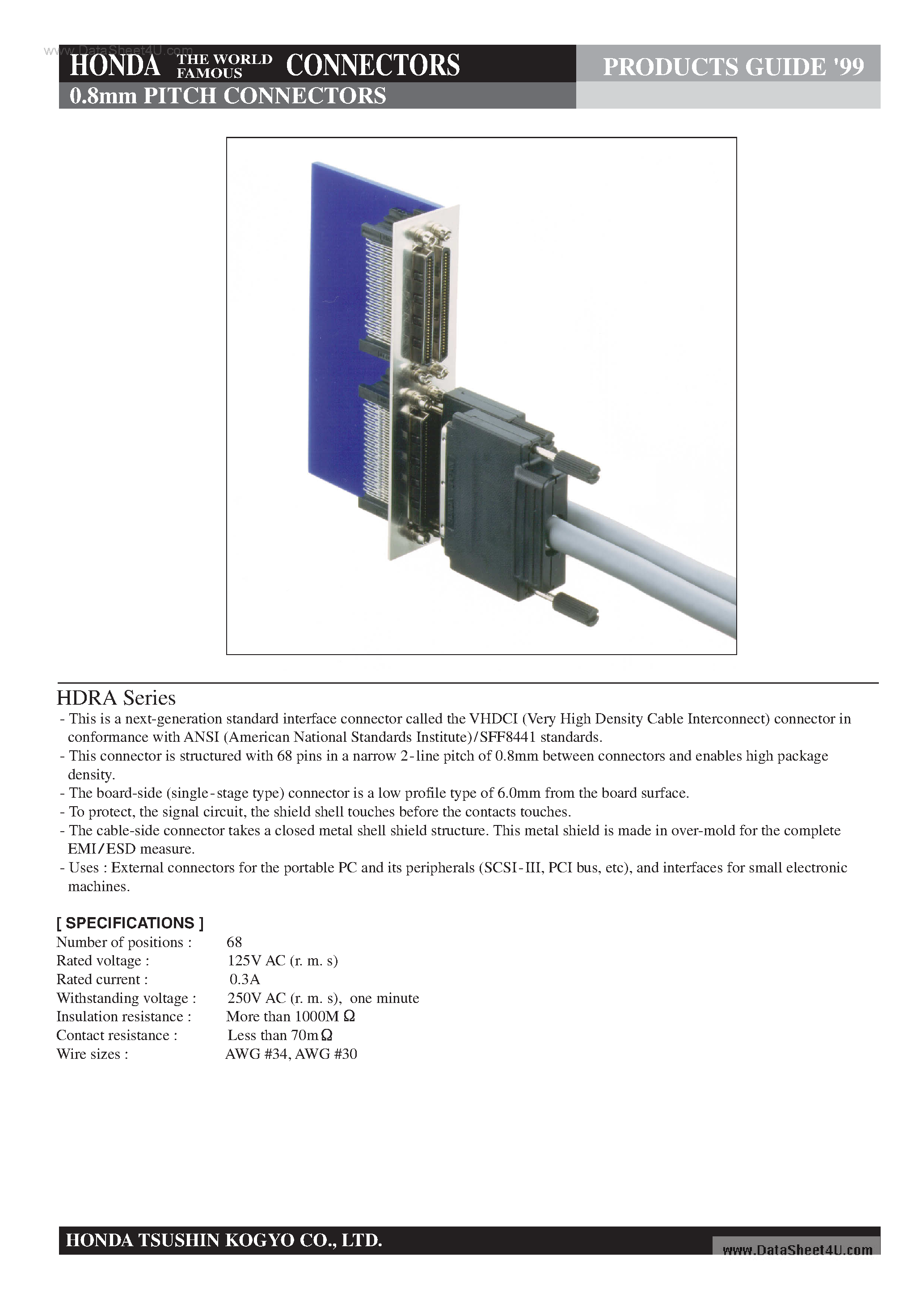 Даташит HDRA-E68W1LF - Connectors страница 1