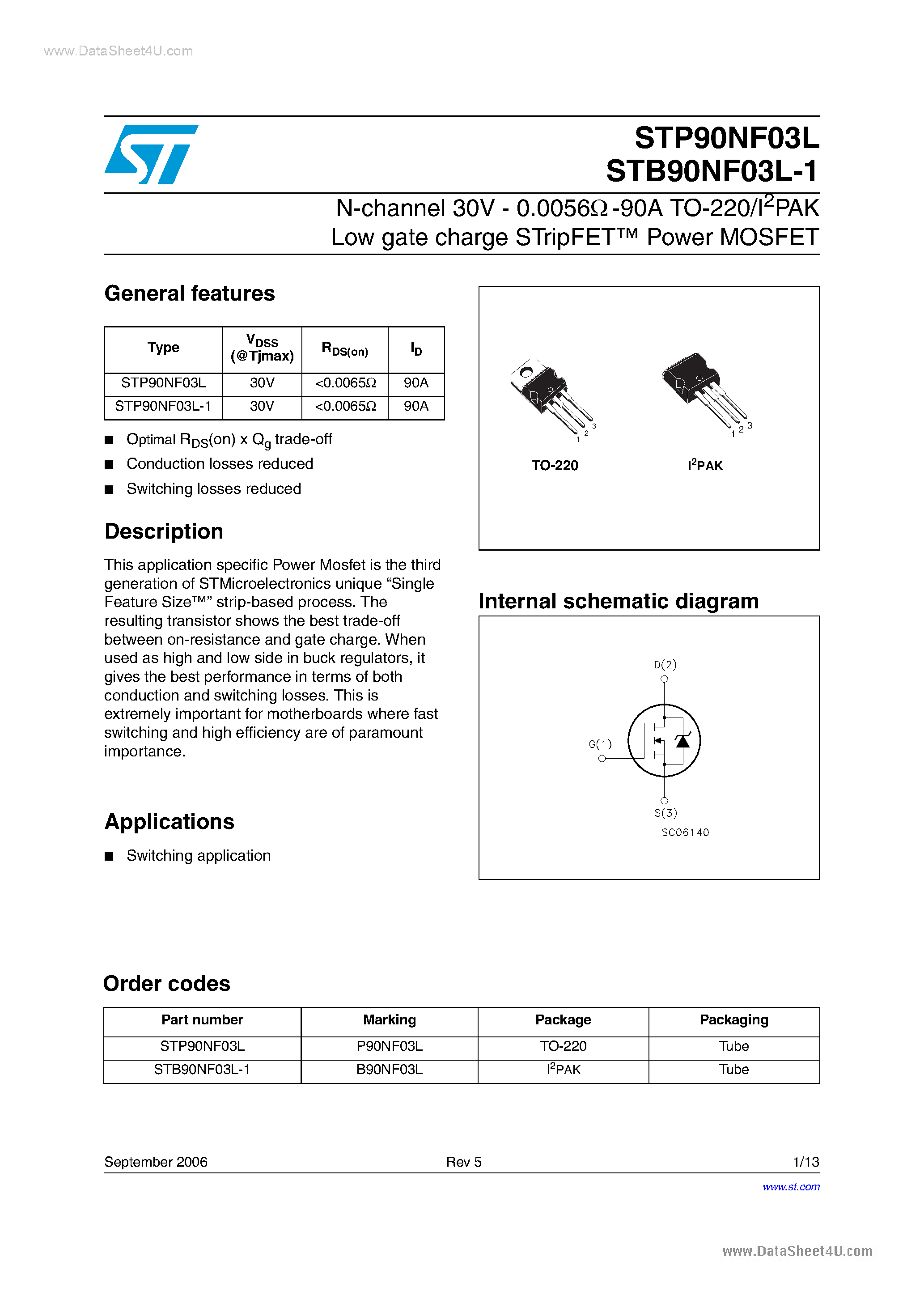 Datasheet P90NF03L page 1 Datasheet P90NF03L - Search -----> STP90NF03L page 1