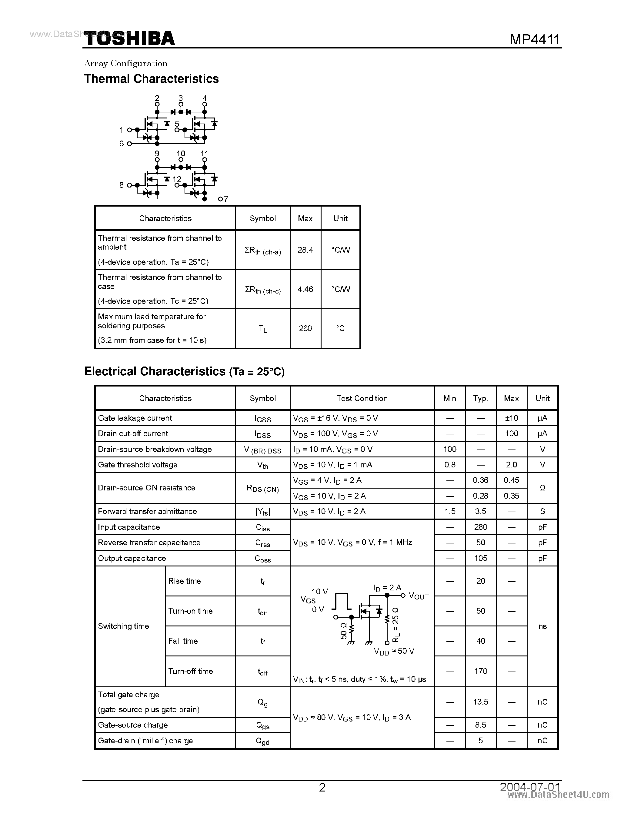 Datasheet MP4411 - Power MOS FET Module Silicon N Channel MOS Type page 2