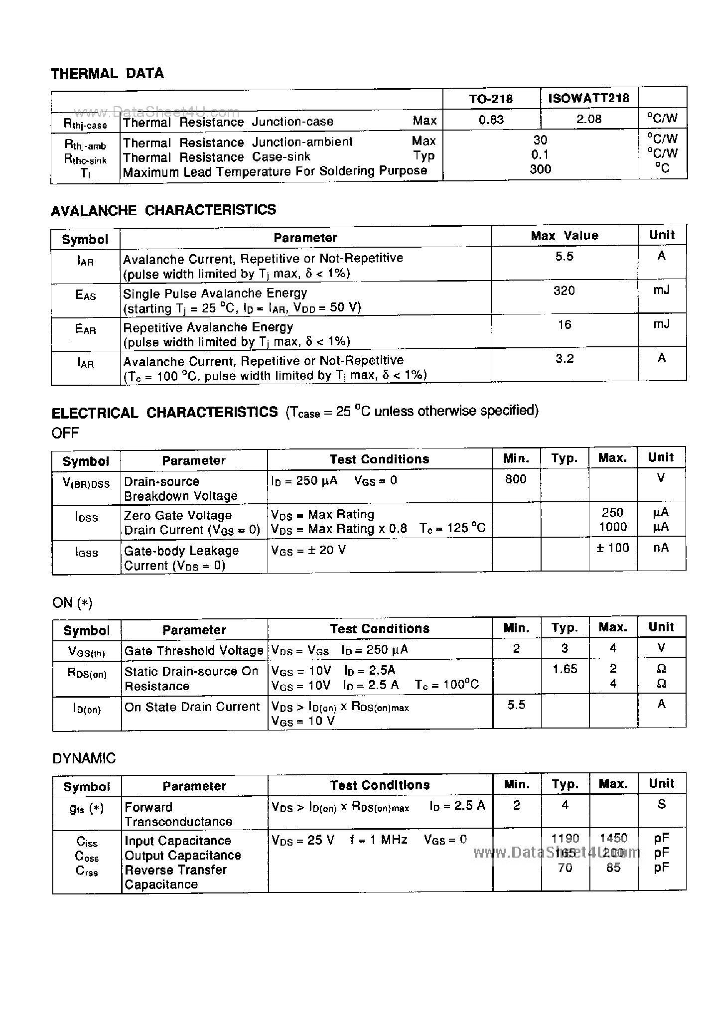 Datasheet STHV82 - N-Channel Enhancement Mode Power MOS Transistor page 2