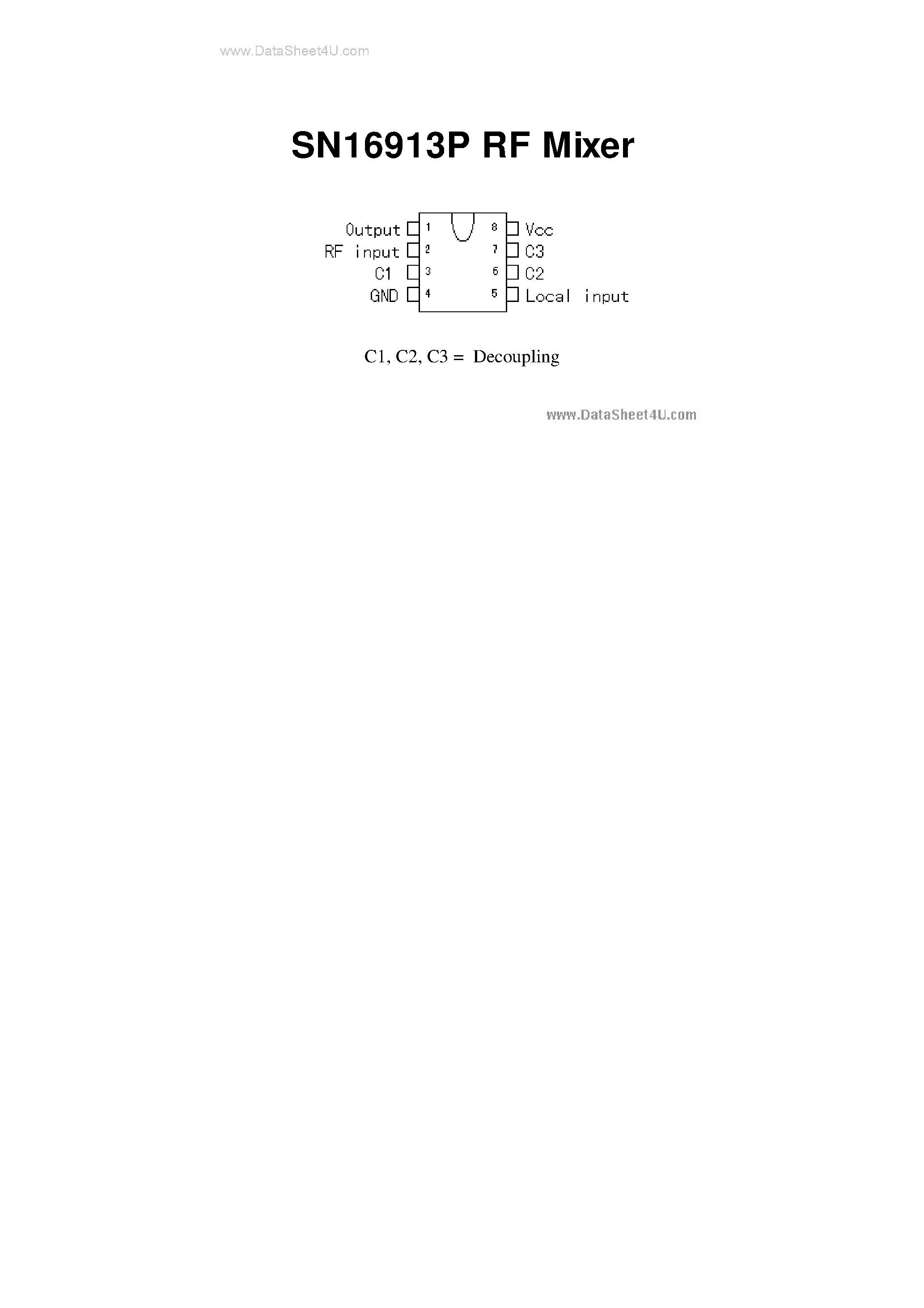 Datasheet SN16913P page 1 Datasheet SN16913P - RF Mixer page 1