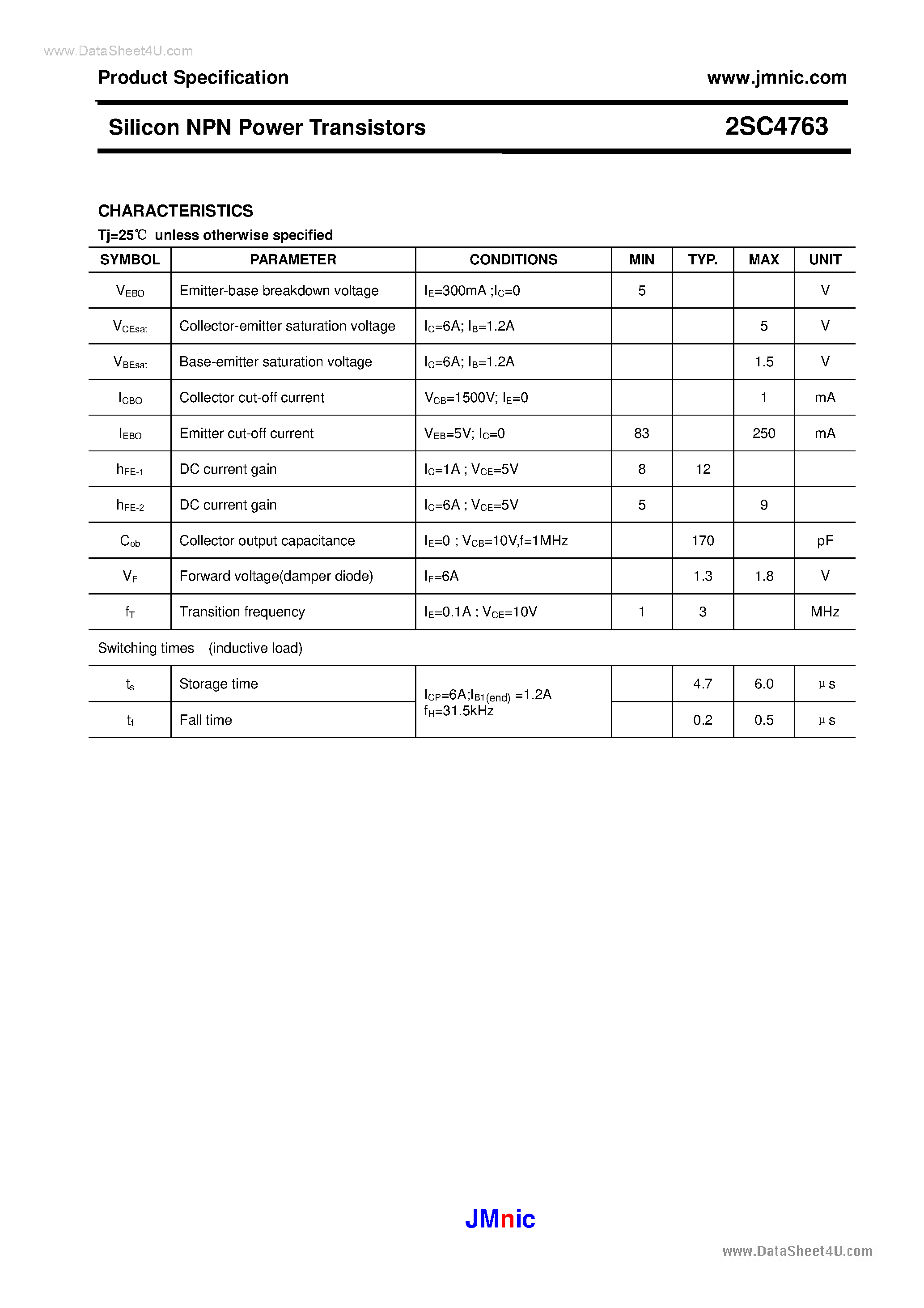 Datasheet 2SC4763 - Silicon NPN Power Transistors page 2