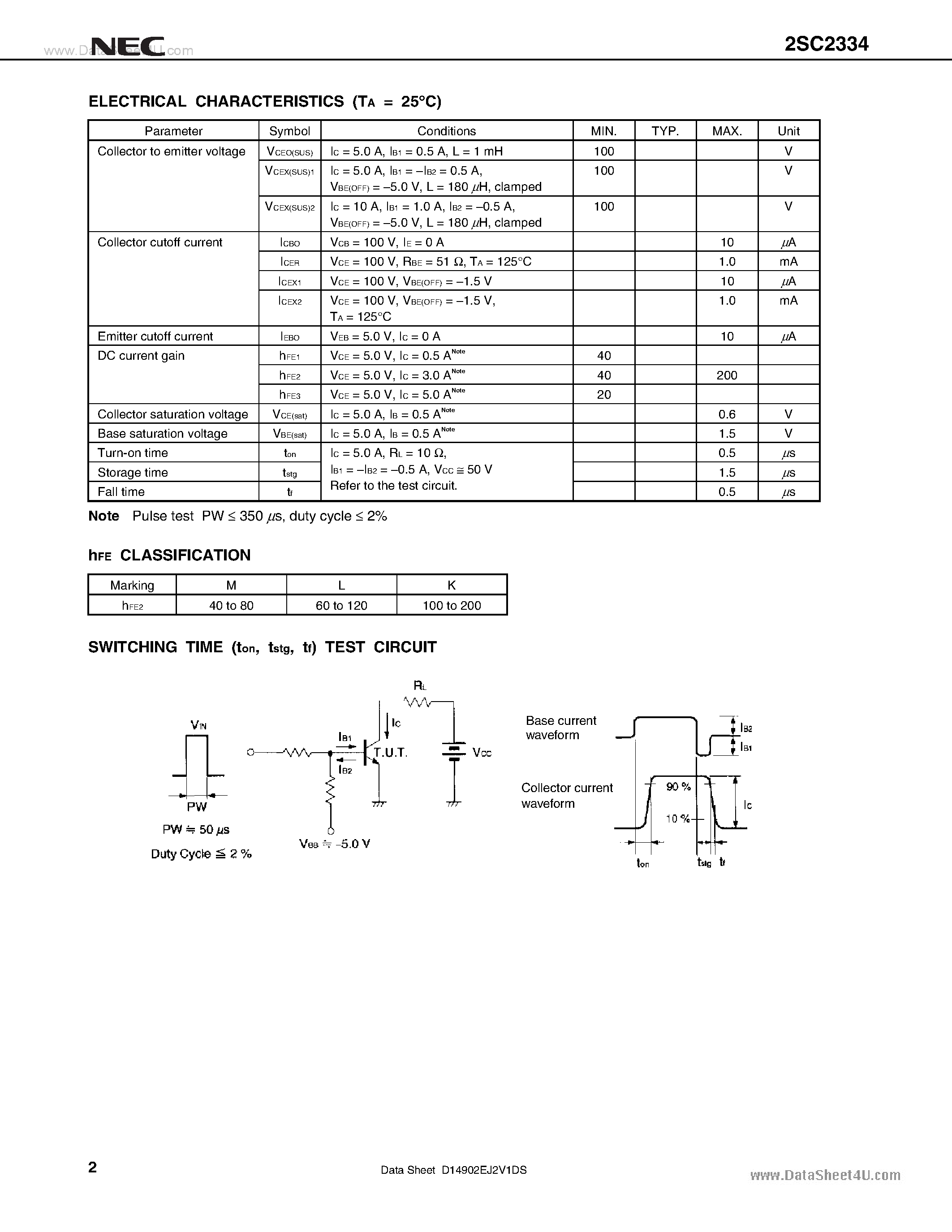 Datasheet 2SC2334 - NPN SILICON EPITAXIAL TRANSISTOR page 2
